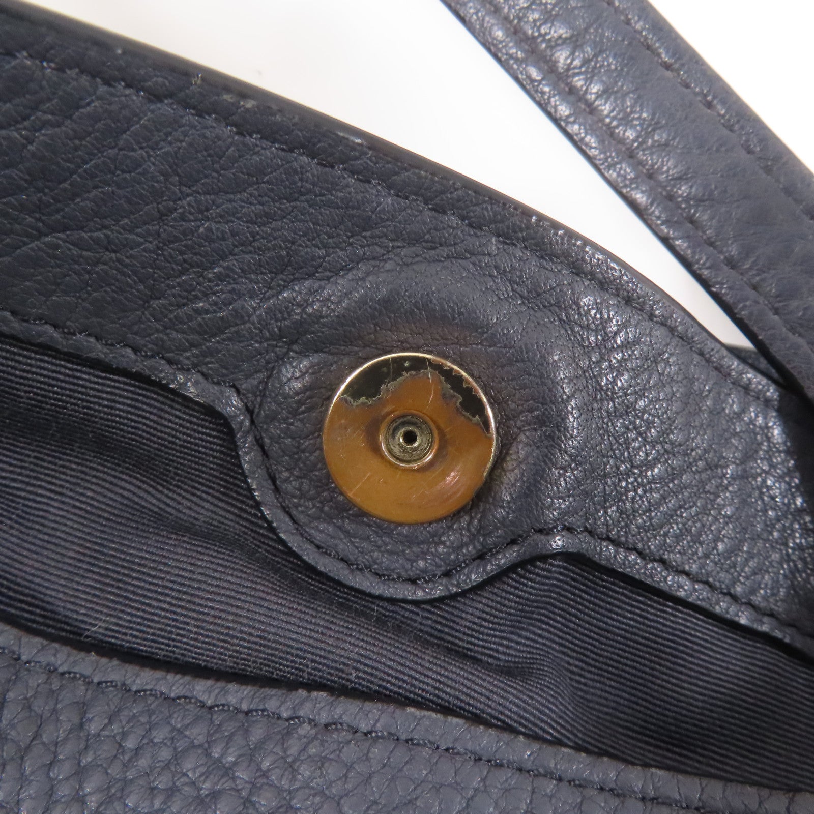 COACH 牛皮皮革Shoulder Bag金扣肩背袋深藍色