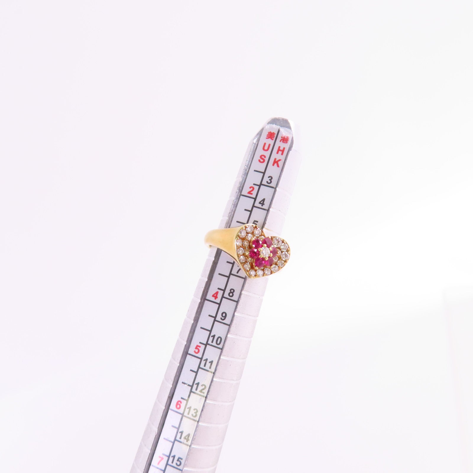 JEWELRY 18K黃金/紅拓帕石/鑽石Red Topaz Diamond Ring戒指US#3