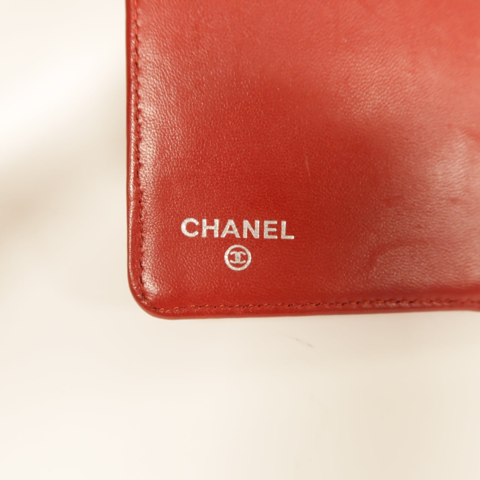 CHANEL **【激減優惠】菱格羊皮皮革Long Wallet銀扣長錢包紅色
