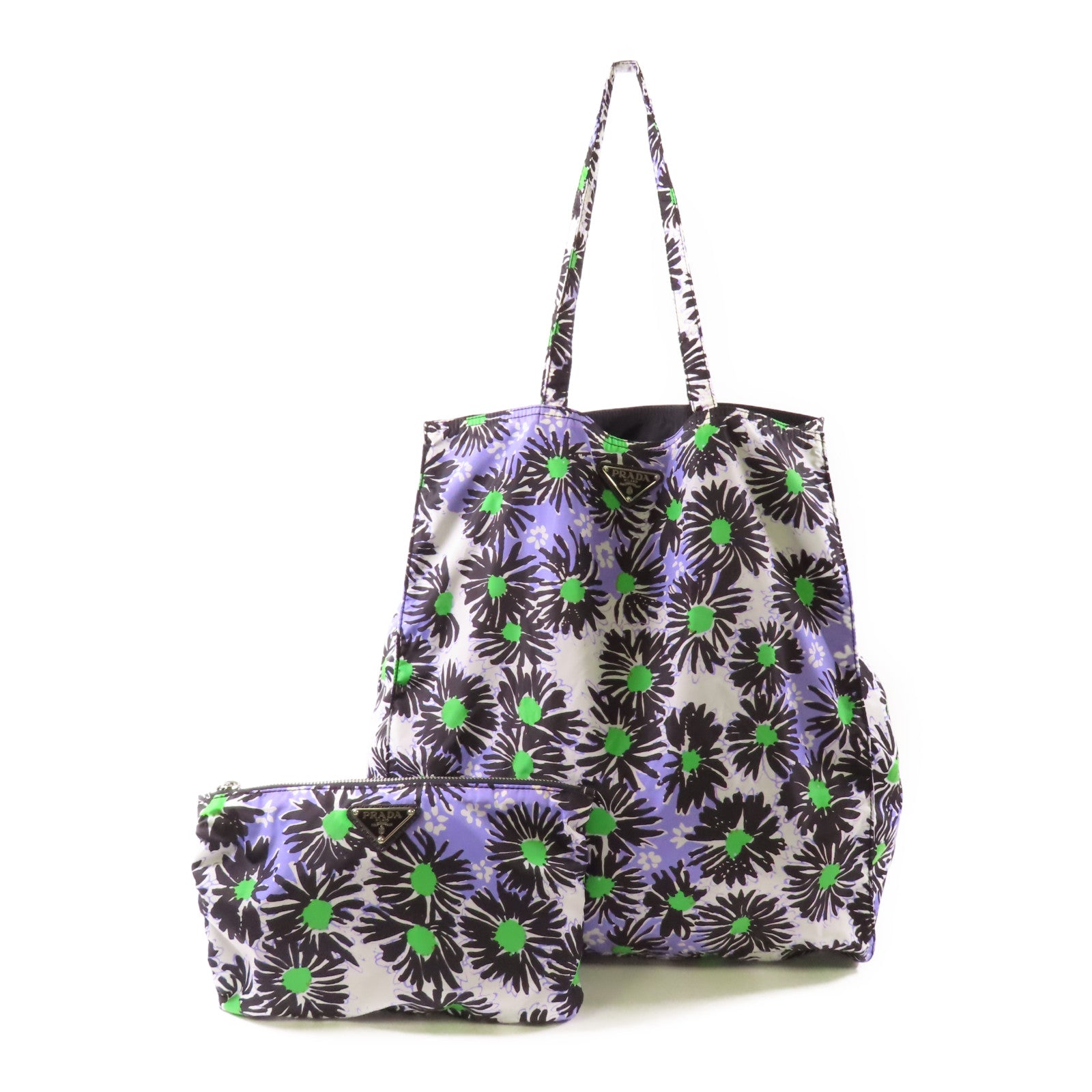 PRADA 尼龍Tote Bag銀扣肩背袋