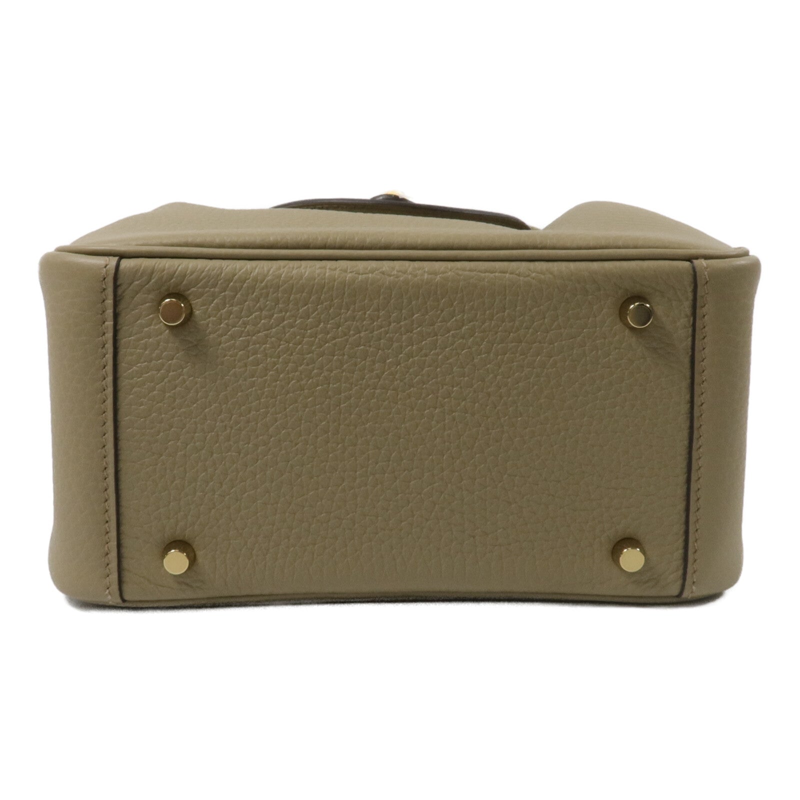 HERMES Clemence皮革Mini Lindy手挽肩背兩用袋Beige Marfa