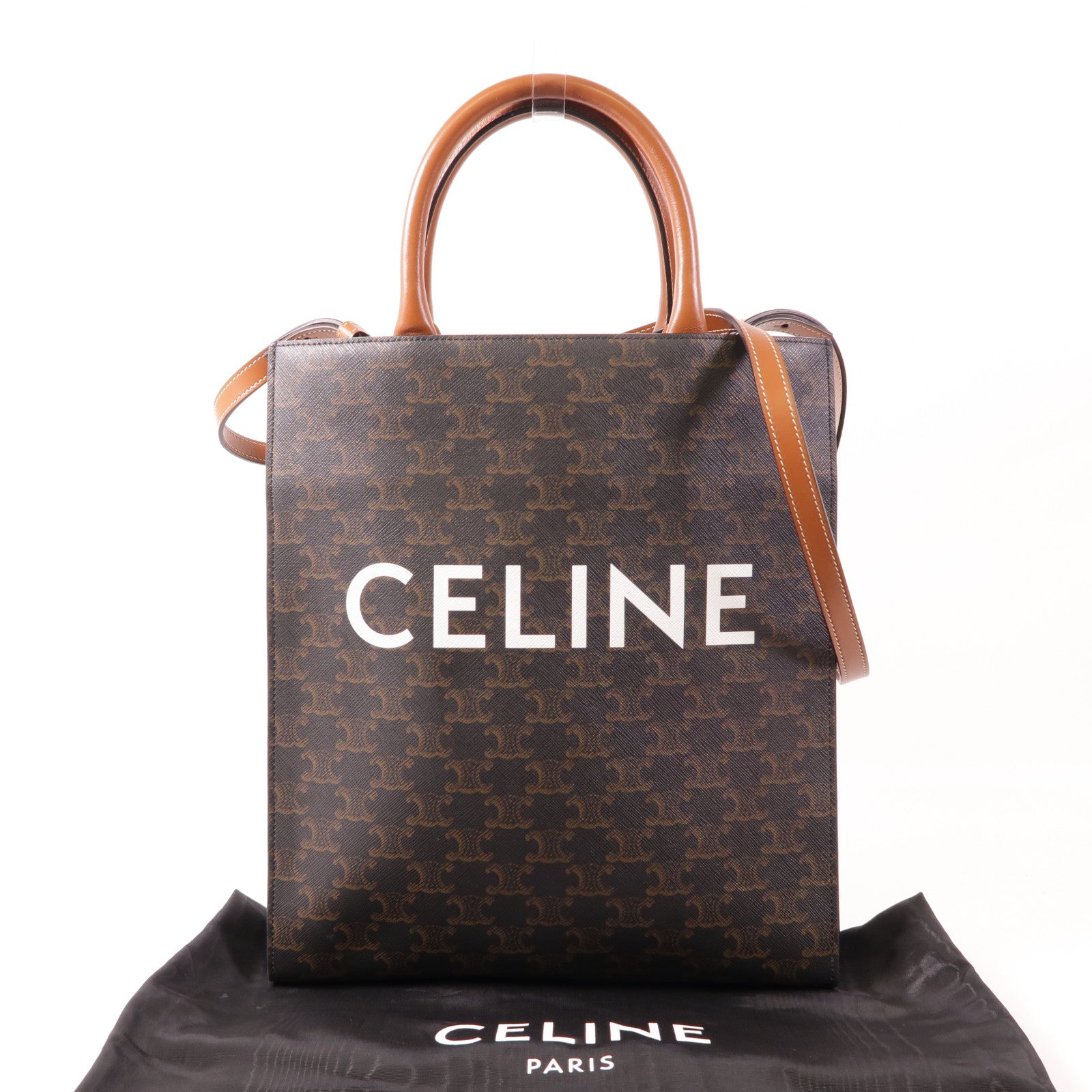 CELINE 塗層帆布Triomphe Cabas Tote Bag金扣手挽肩背兩用袋