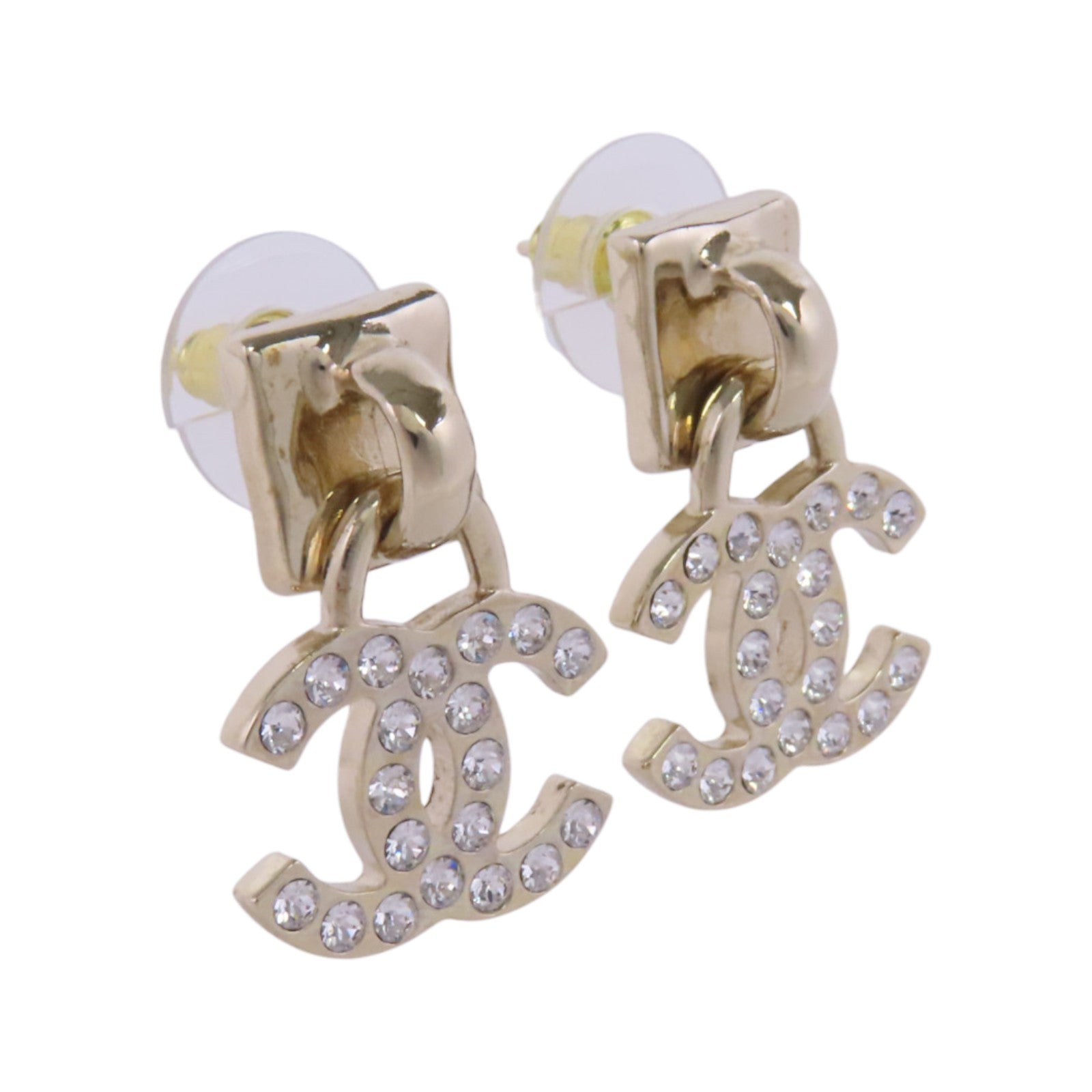 CHANEL 金屬/水鑽CC Earrings金扣耳環