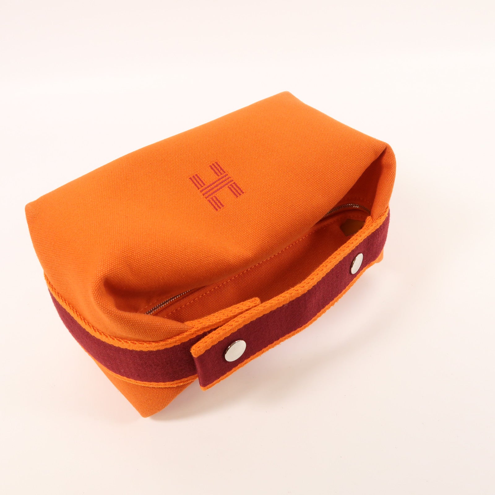 HERMES 帆布Bride A Brac銀扣手挽袋