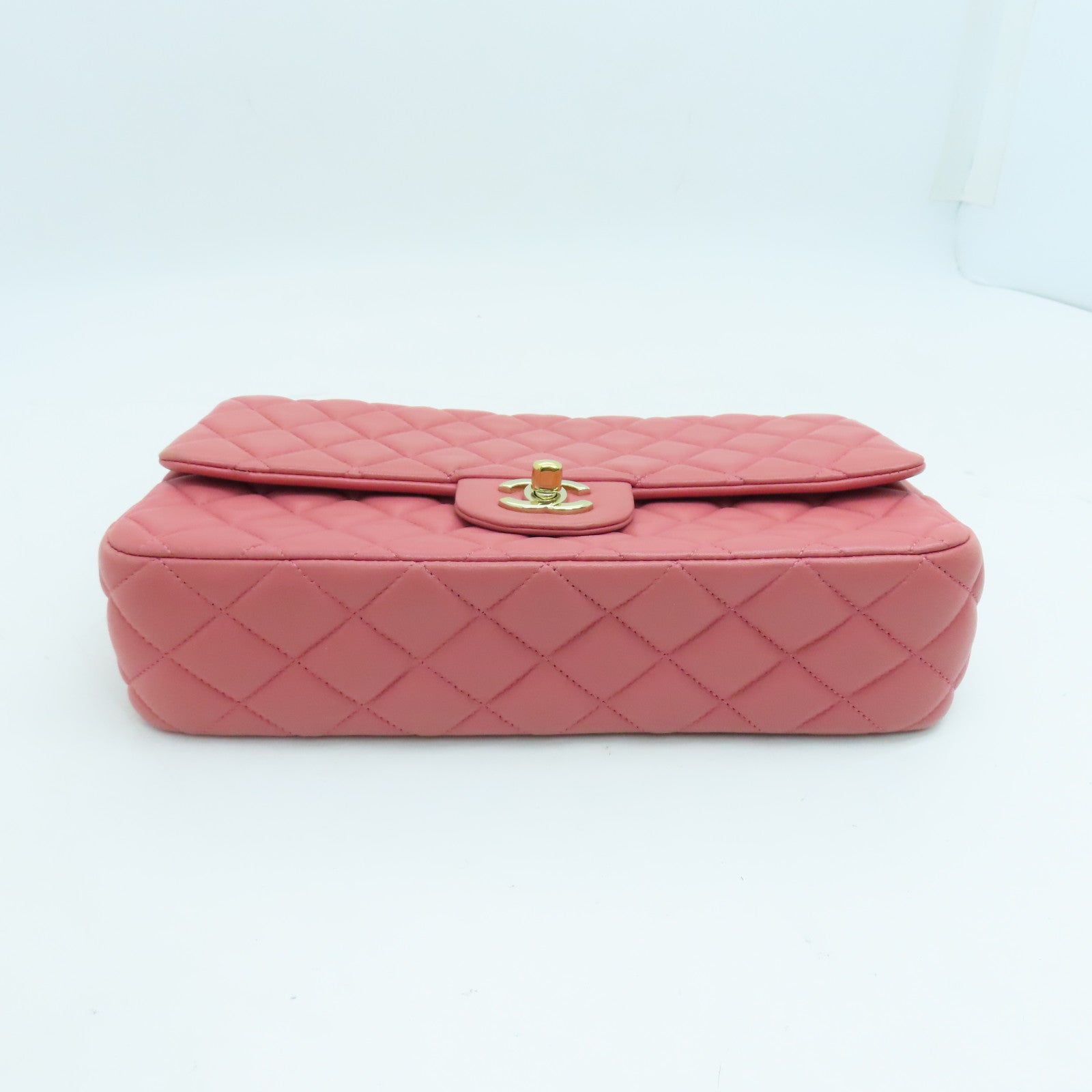 CHANEL 羊皮皮革Chain Shoulder链带肩背袋金扣粉红色