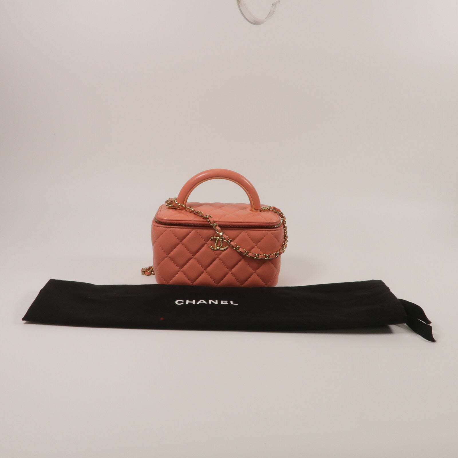 CHANEL 羊皮皮革Top Handle Vanity Case鏈帶手挽肩背兩用袋