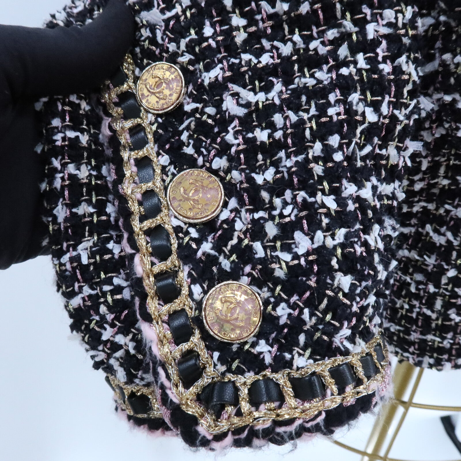 CHANEL Polyamide/Wool Tweed Collarless Jacket外套