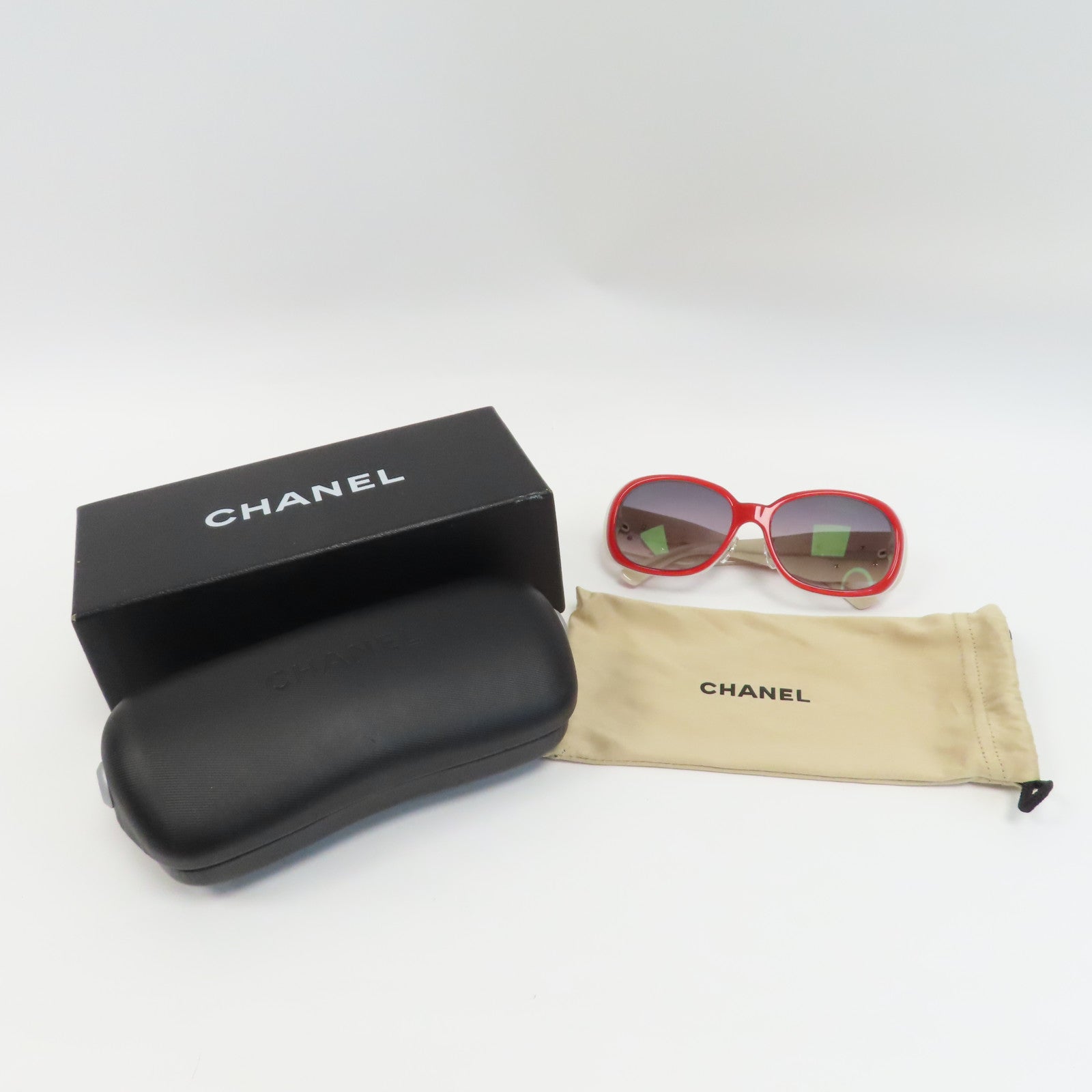 CHANEL PVC Sunglasses太陽眼鏡紅色/米白色