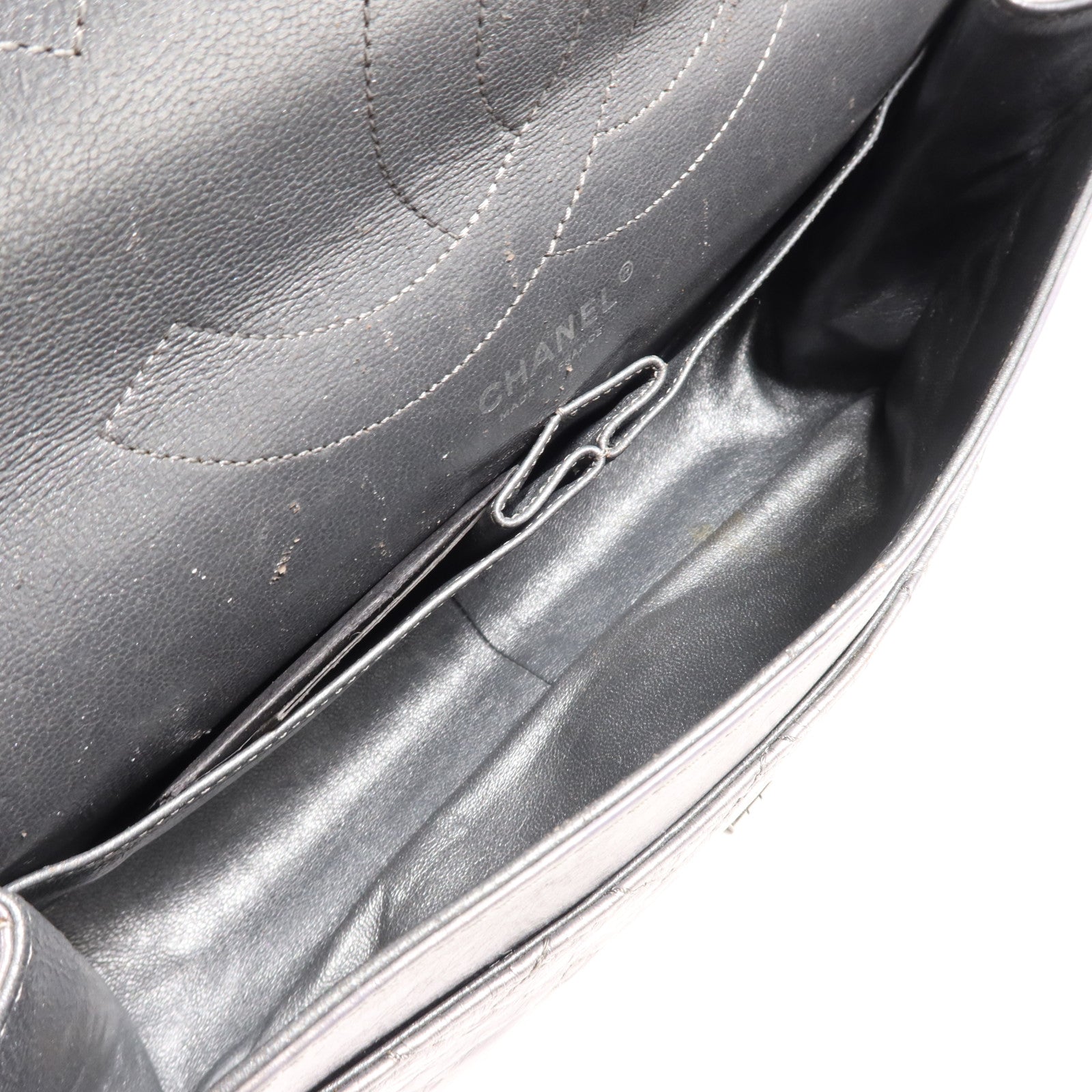 CHANEL 牛皮皮革Chanel 2.55銀扣鏈帶肩背袋