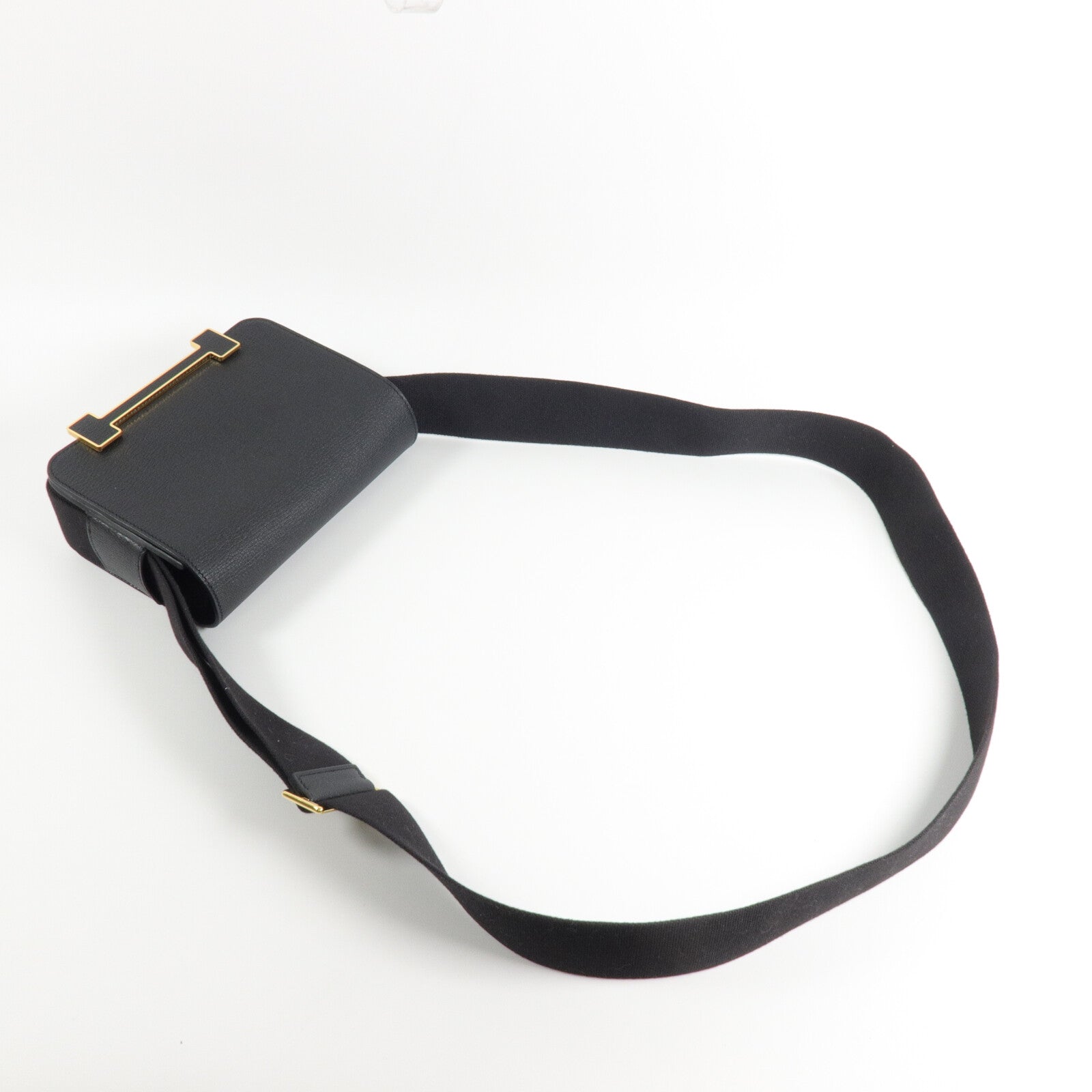 HERMES Chevre皮革Geta肩背袋Noir