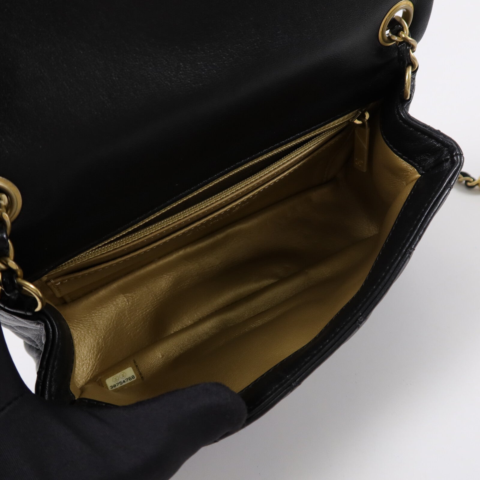 CHANEL 羊皮皮革Mini Classic 20 Gold Ball鏈帶肩背袋