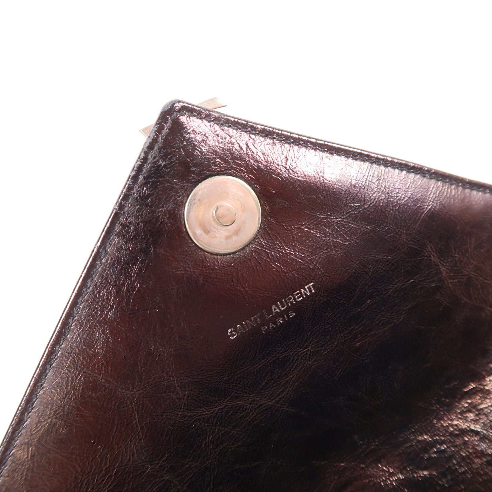 SAINT LAURENT 牛皮皮革Shoulder Bag銀扣鏈帶肩背袋