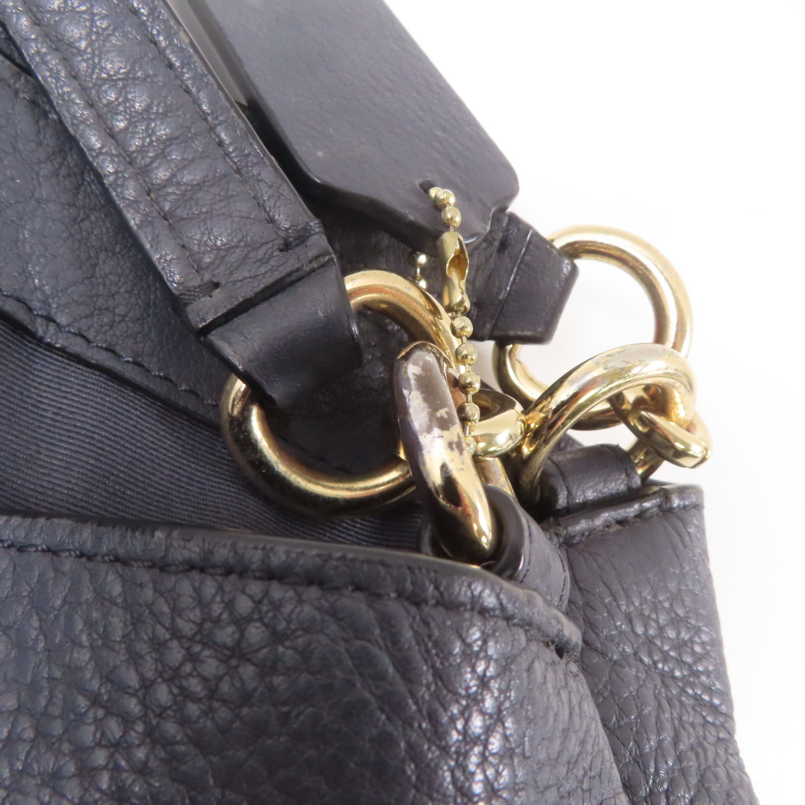COACH 牛皮皮革Shoulder Bag金扣肩背袋深藍色