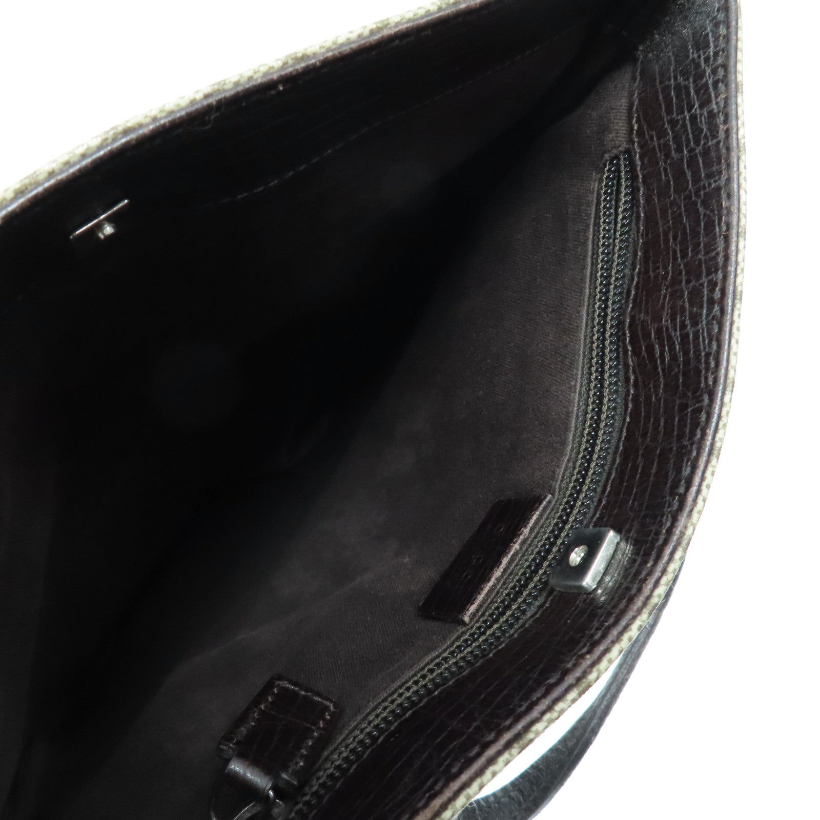 GUCCI 塗層帆布Tote Bag銀扣手挽袋啡色