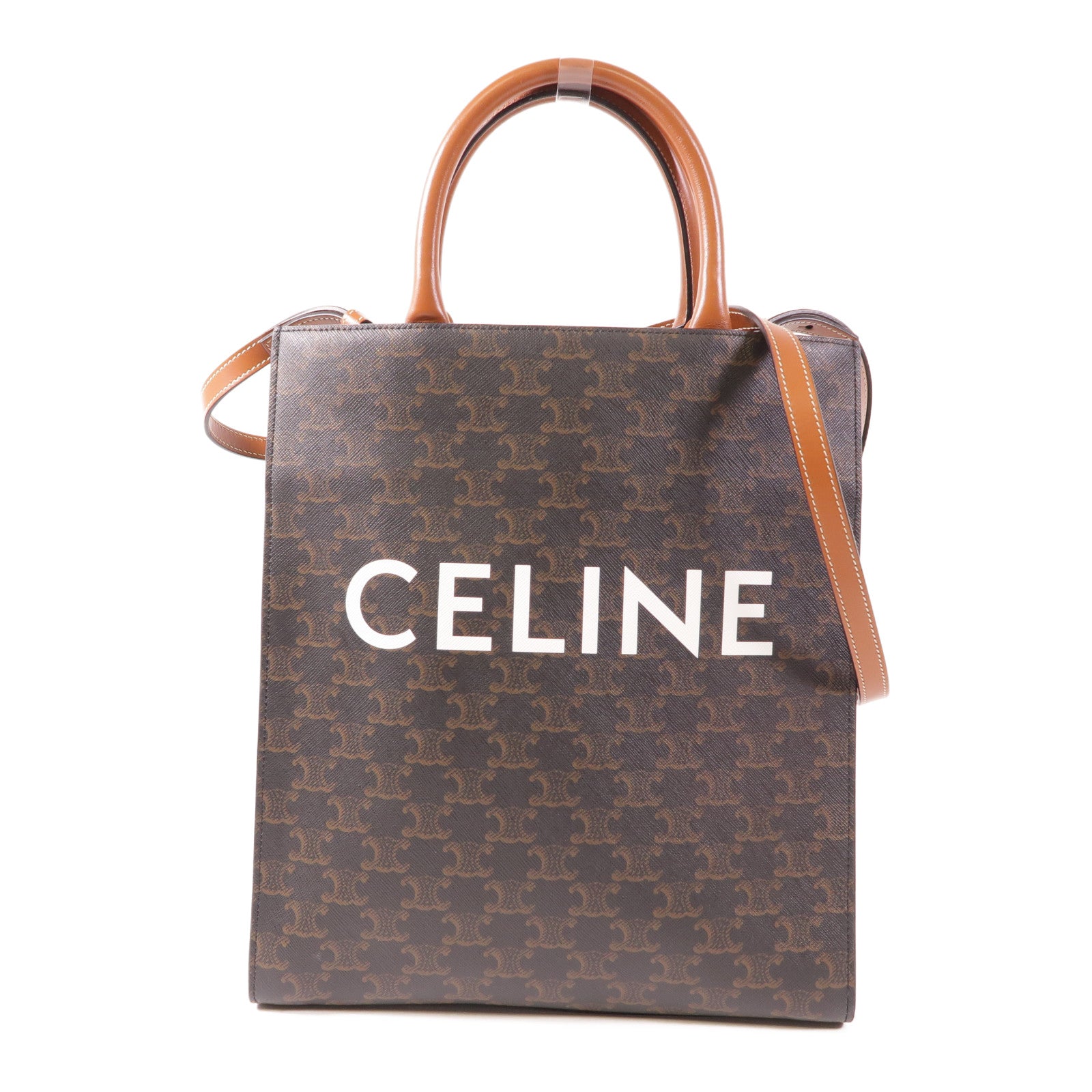 CELINE 塗層帆布Triomphe Cabas Tote Bag金扣手挽肩背兩用袋