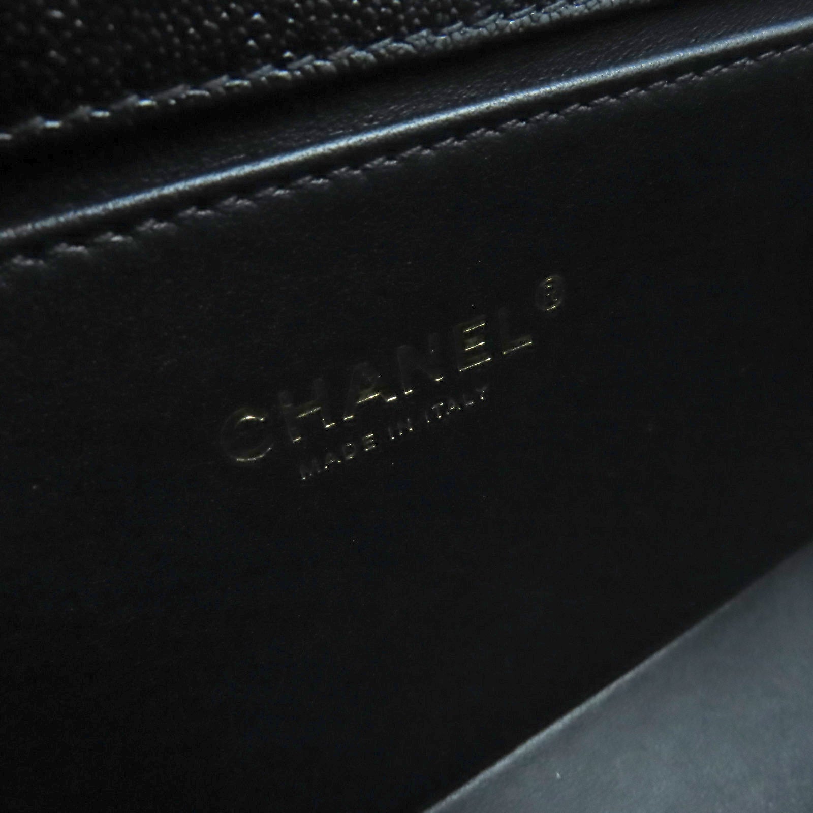CHANEL **【激減優惠】斜紋Caviar皮革Boy Chanel 25 Chain Shoulder Bag金扣鏈帶肩背袋黑色