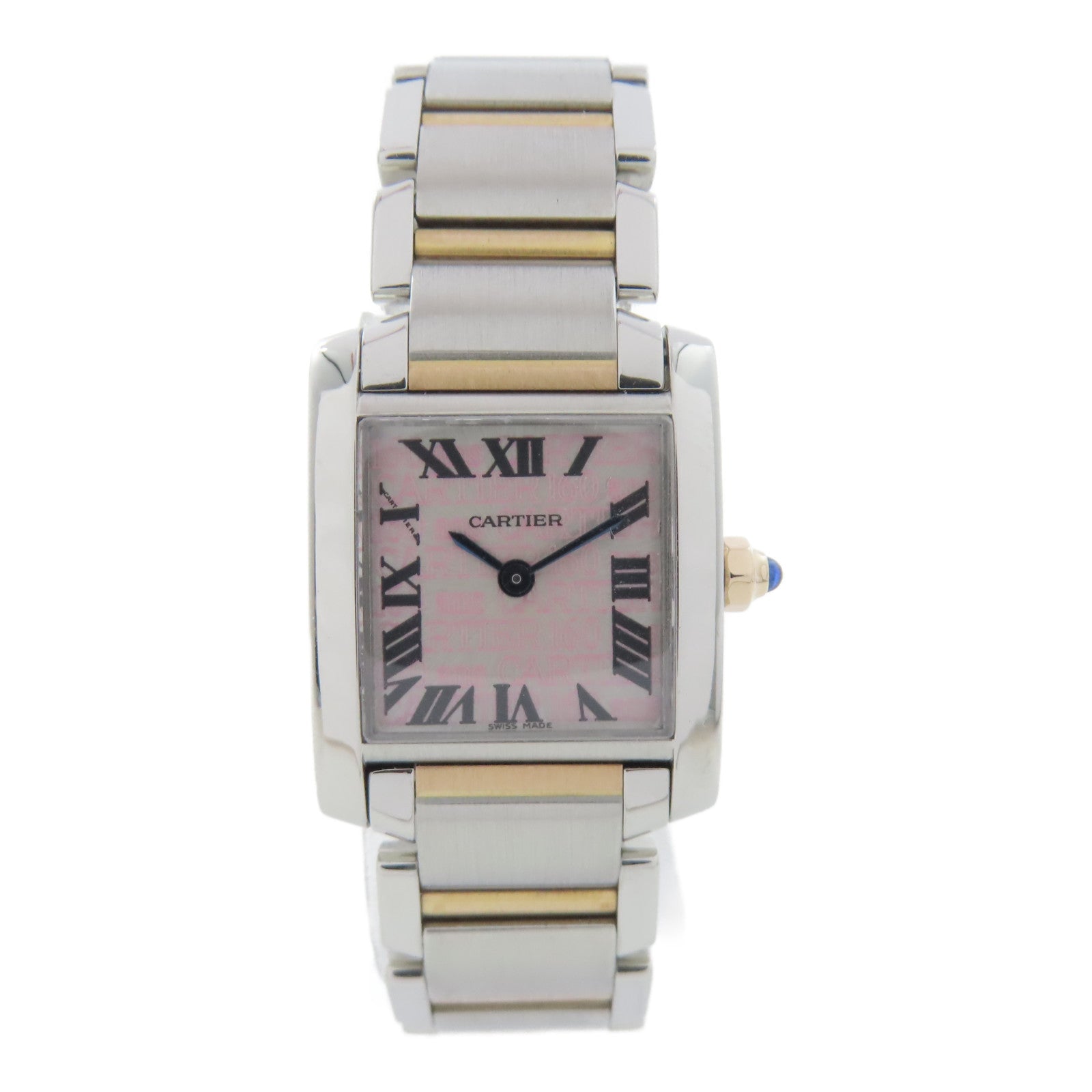 CARTIER Tank Francaise 160th Anniversary不鏽鋼/18K黃金手錶石英機芯粉紅色
