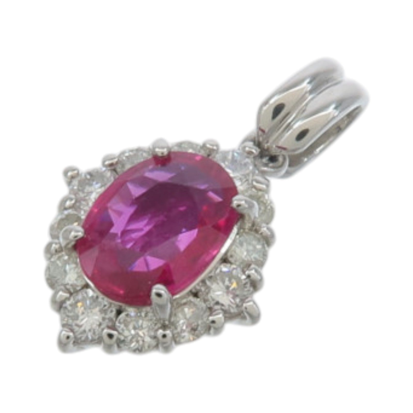 JEWELRY PT900鉑金Ruby Diamond Pendant紅寶石/鑽石吊墜
