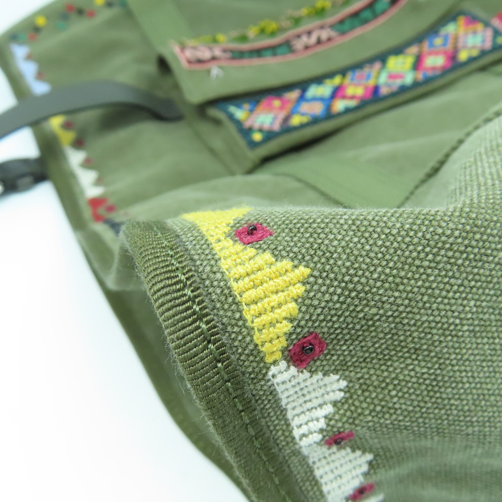 Valentino 帆布Tote Bag銀扣手挽袋綠色