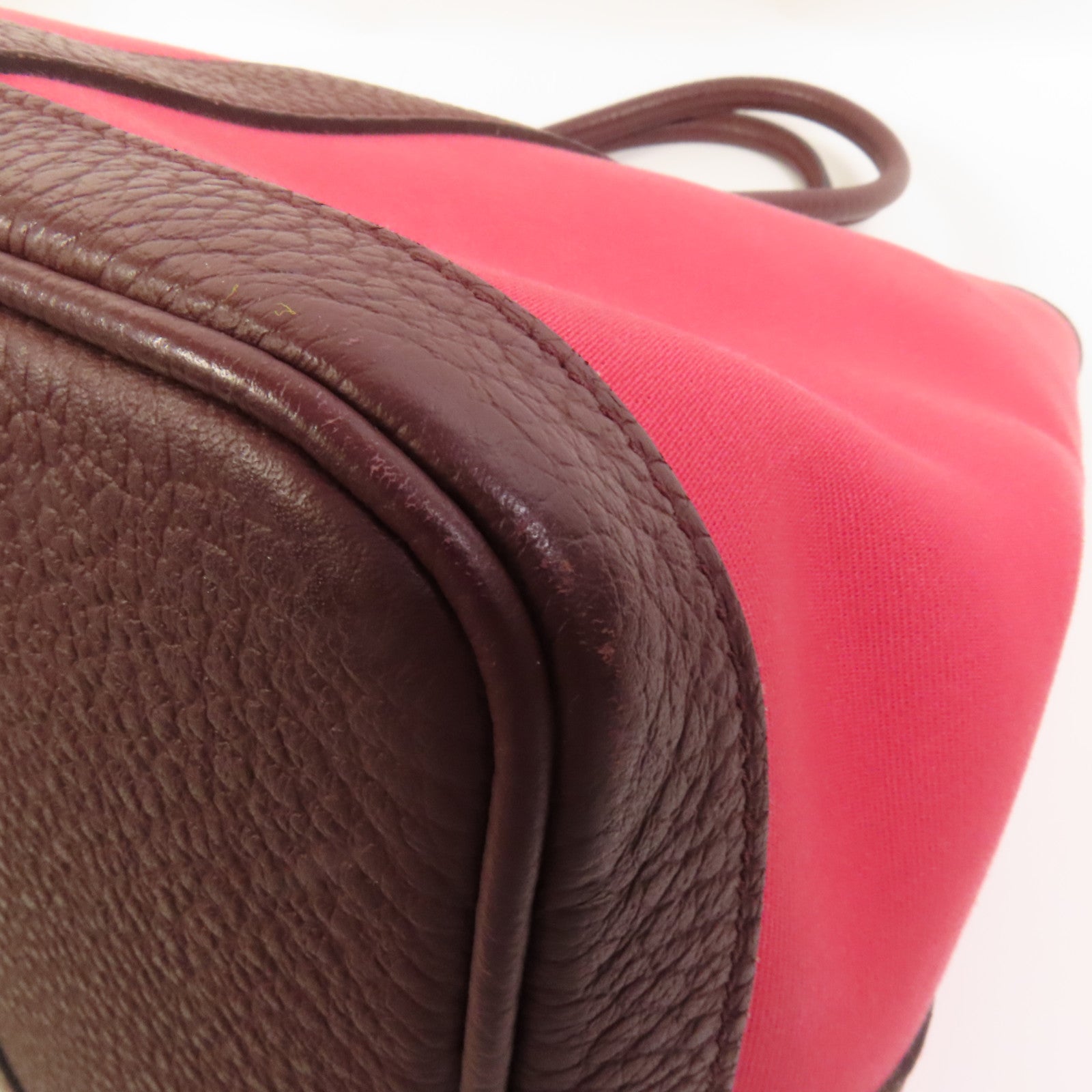 HERMES 帆布Garden Party PM銀扣手挽袋Bordeaux