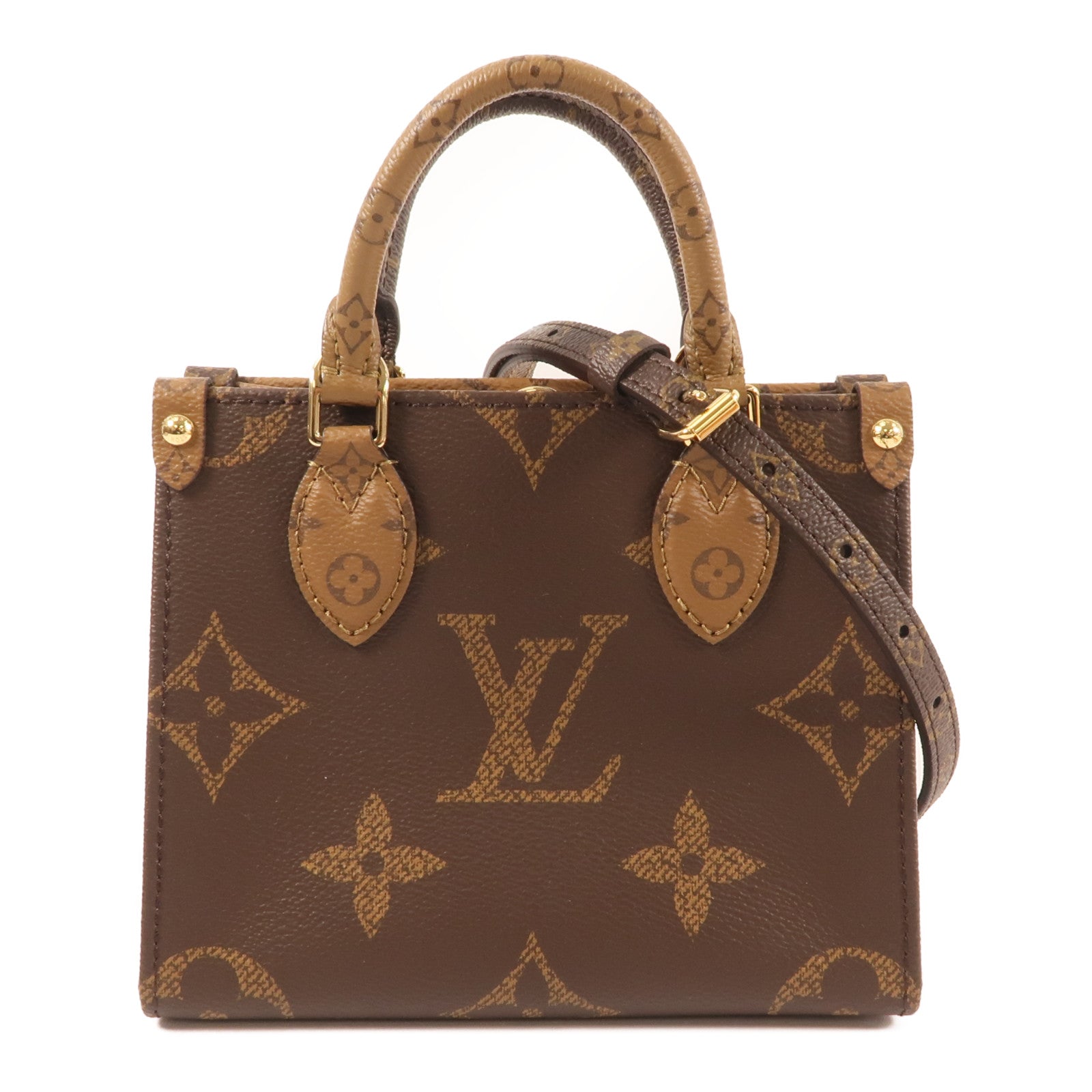 LOUIS VUITTON Monogram On The Go BB金扣手挽肩背兩用袋