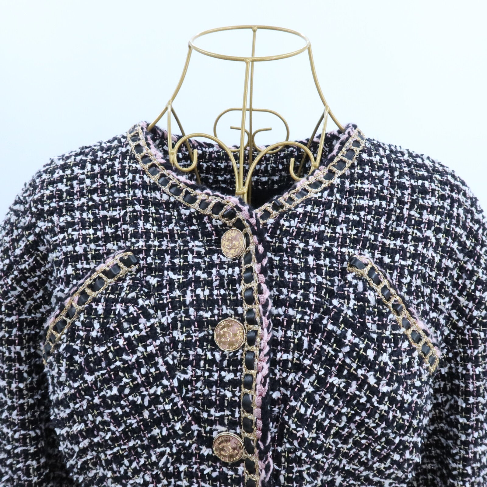 CHANEL Polyamide/Wool Tweed Collarless Jacket外套