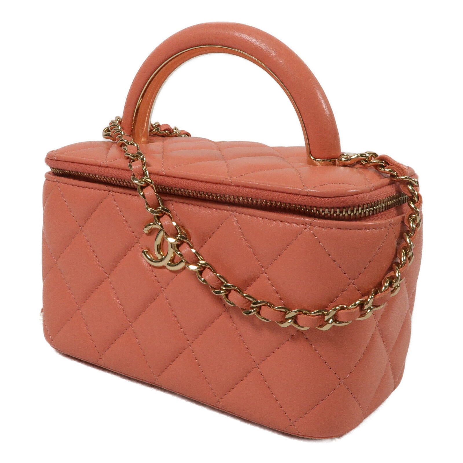 CHANEL 羊皮皮革Top Handle Vanity Case鏈帶手挽肩背兩用袋