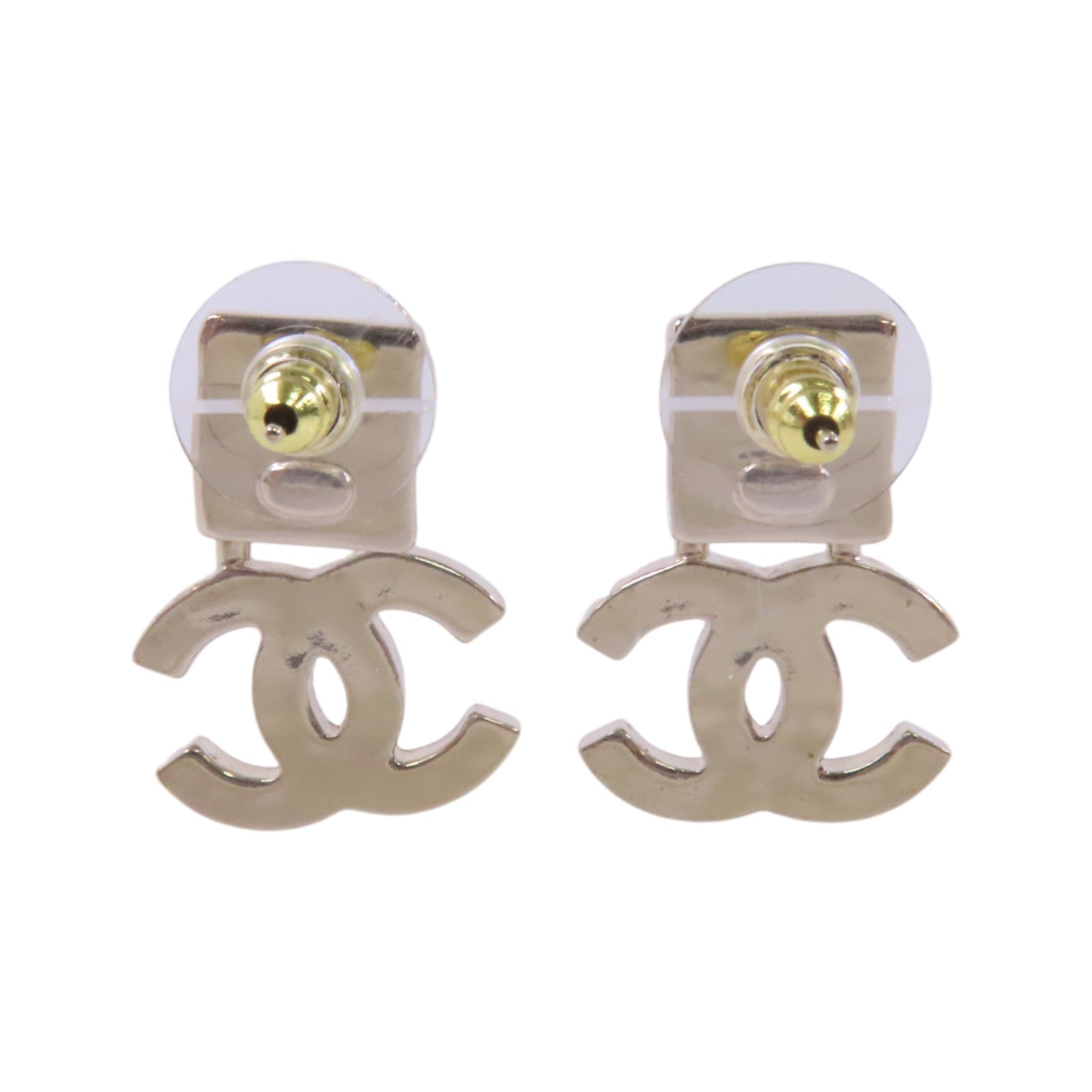 CHANEL 金屬/水鑽CC Earrings金扣耳環
