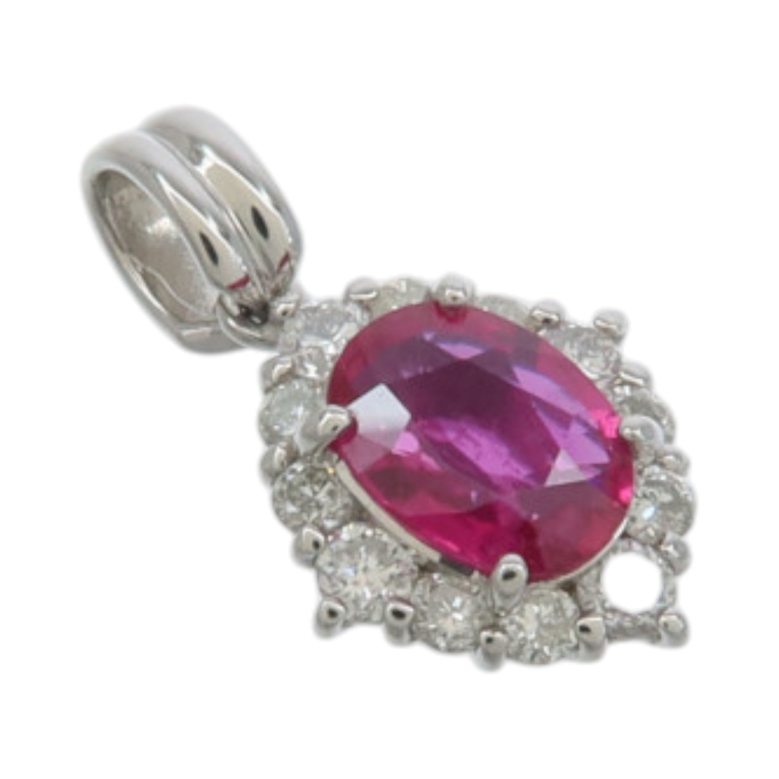 JEWELRY PT900鉑金Ruby Diamond Pendant紅寶石/鑽石吊墜