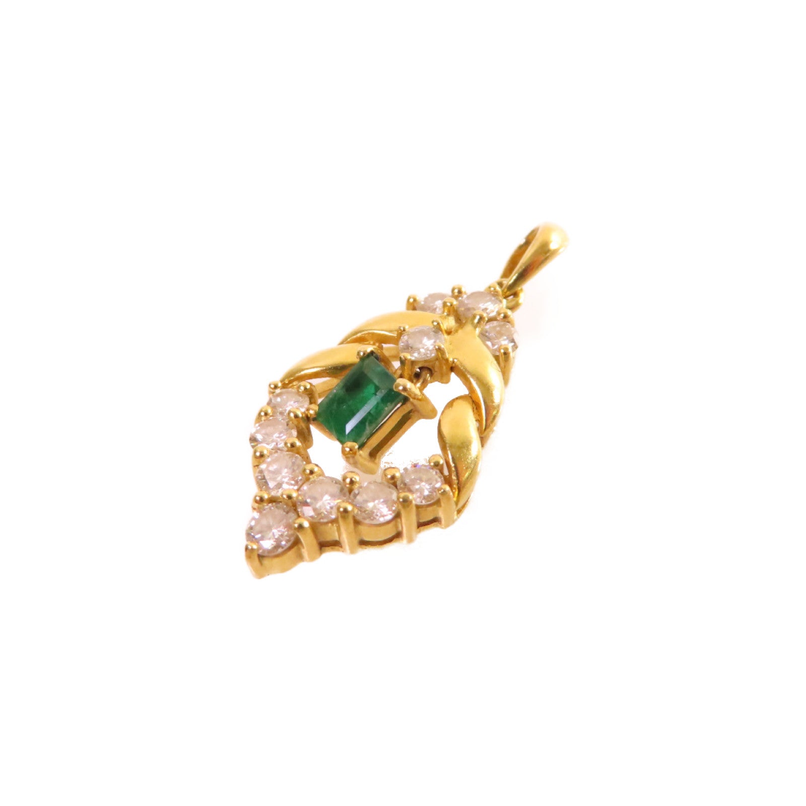 JEWELRY 18K黃金/0.61ct鑽石/綠寶石Diamond Pendant Top吊墜