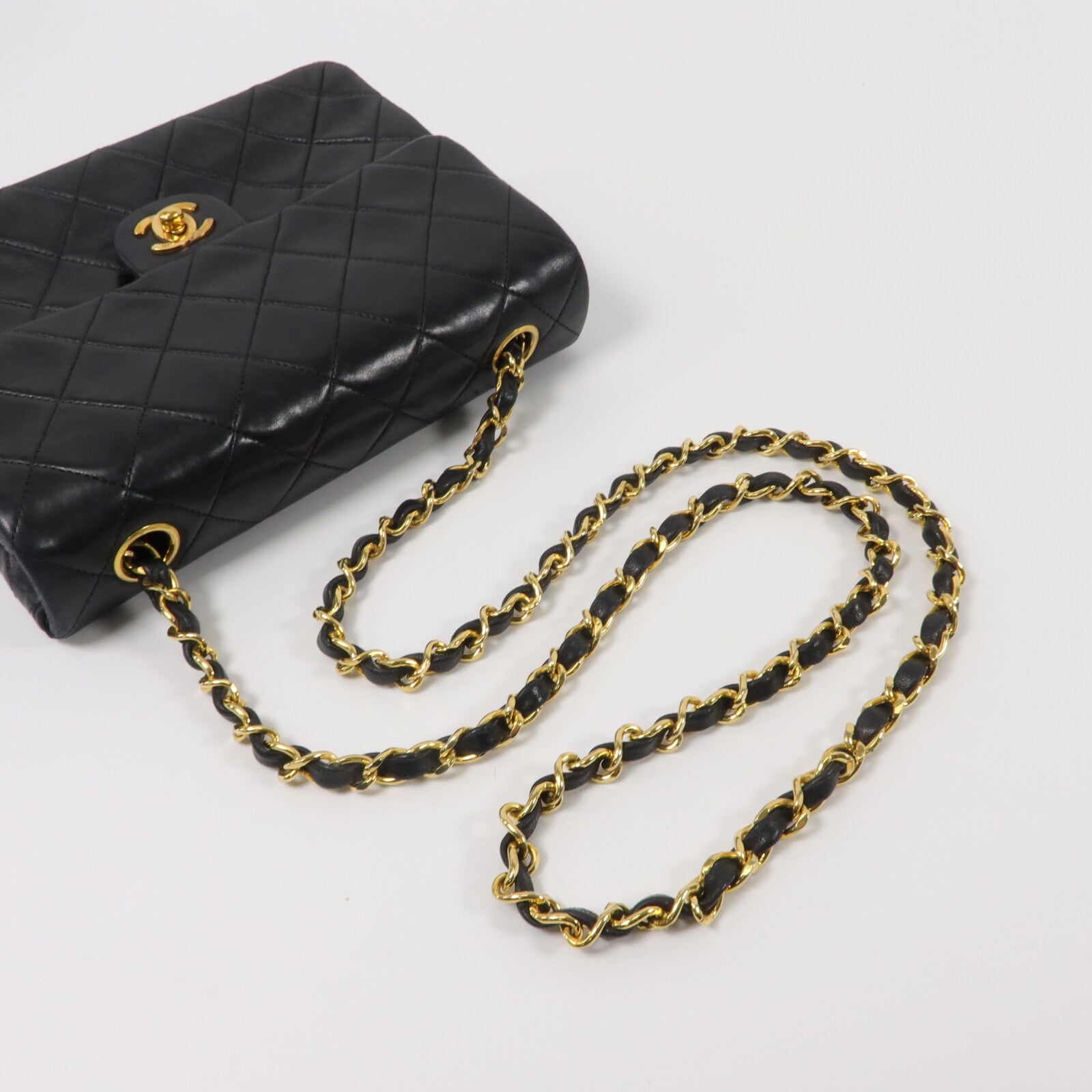 CHANEL 羊皮皮革Vintage Flap Bag鏈帶肩背袋