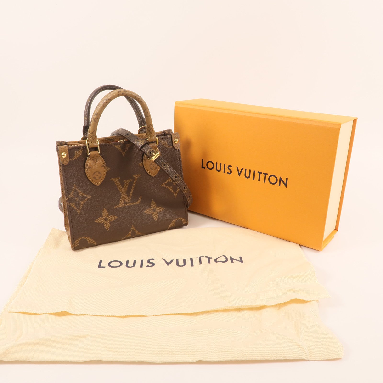LOUIS VUITTON Monogram On The Go BB金扣手挽肩背兩用袋