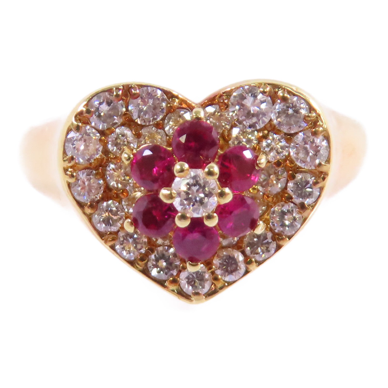 JEWELRY 18K黃金/紅拓帕石/鑽石Red Topaz Diamond Ring戒指US#3