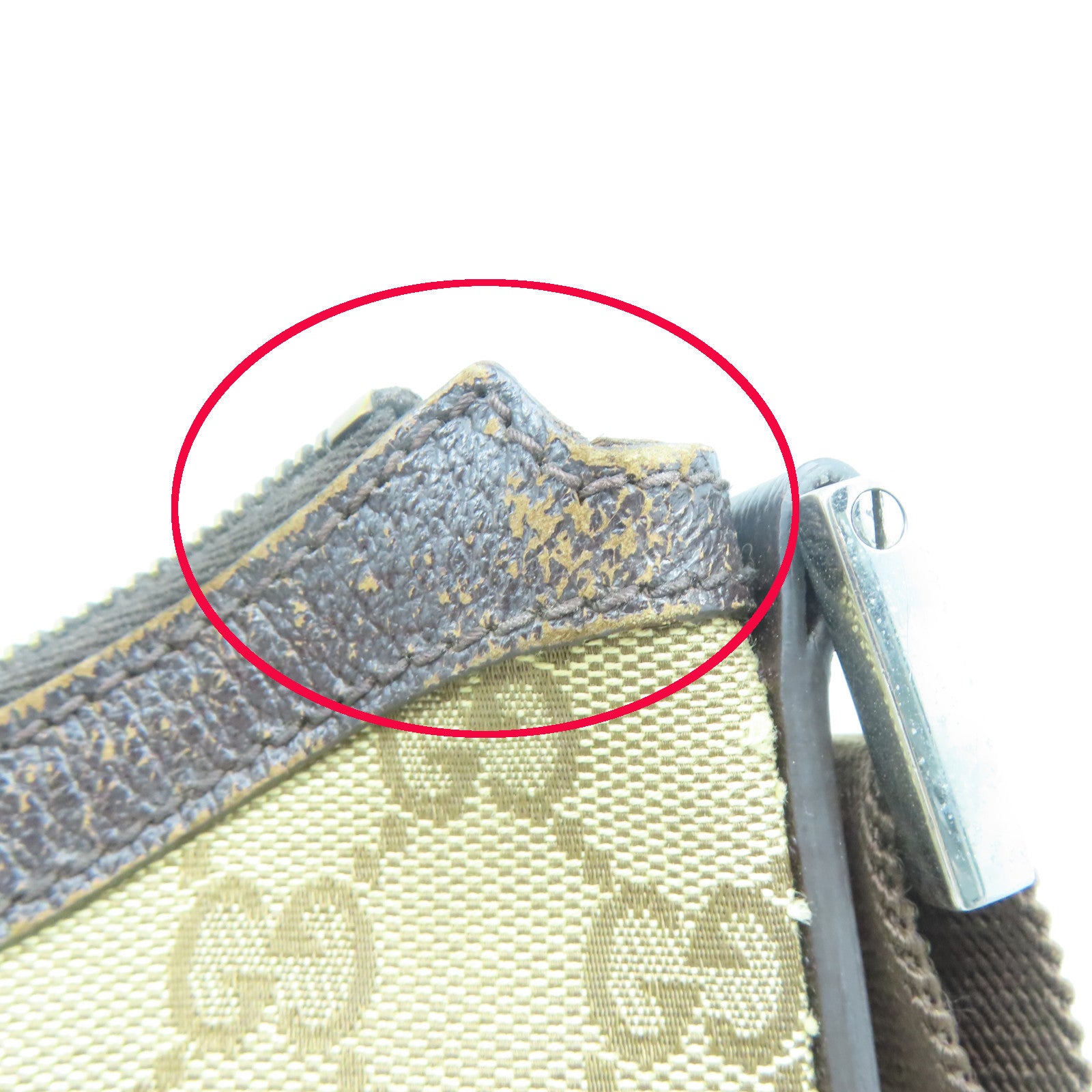 GUCCI 【清倉大減價】帆布Shoulder Bag銀扣肩背袋啡色