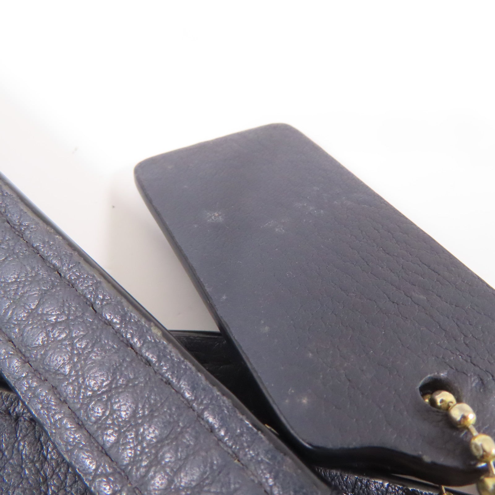 COACH 牛皮皮革Shoulder Bag金扣肩背袋深藍色