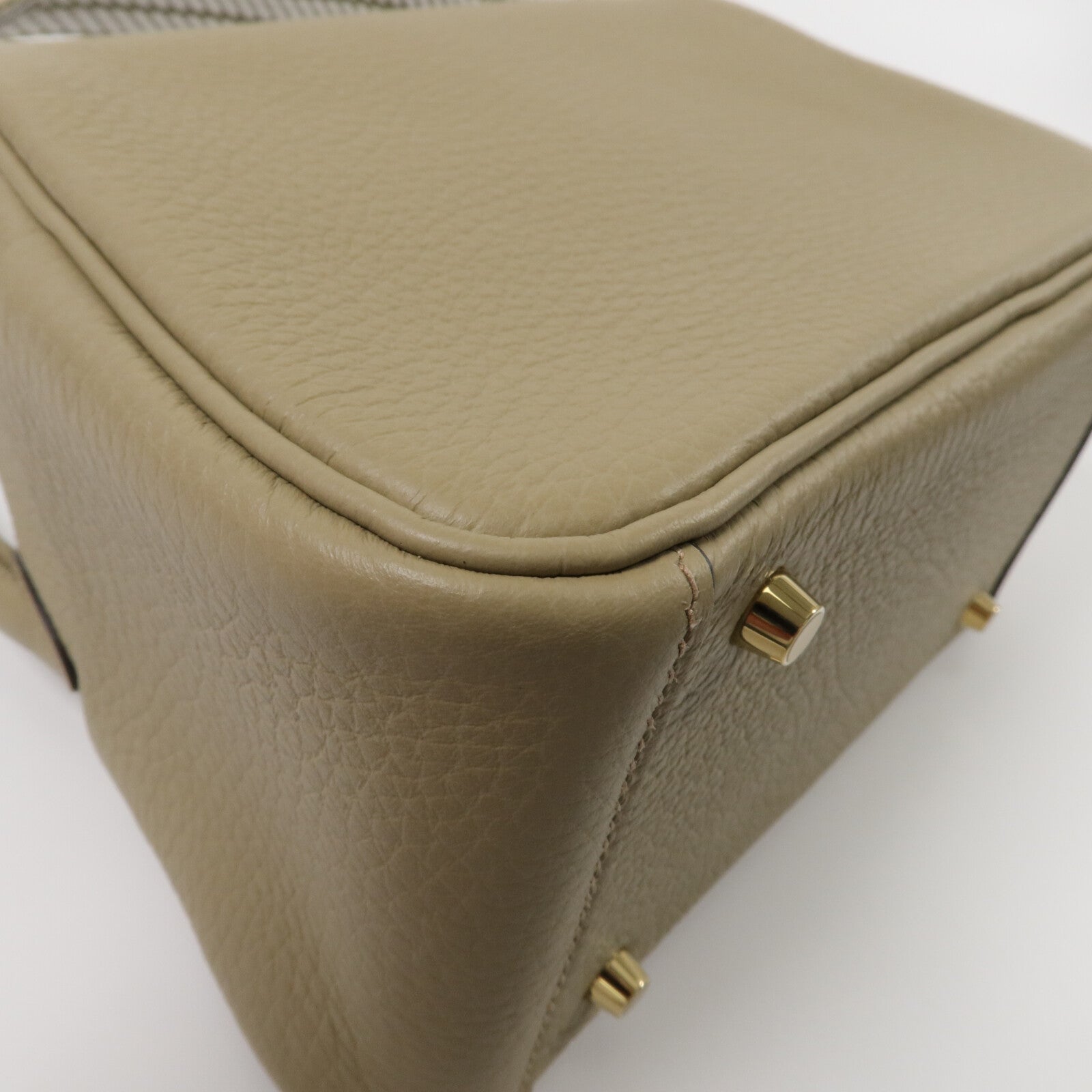 HERMES Clemence皮革Mini Lindy手挽肩背兩用袋Beige Marfa