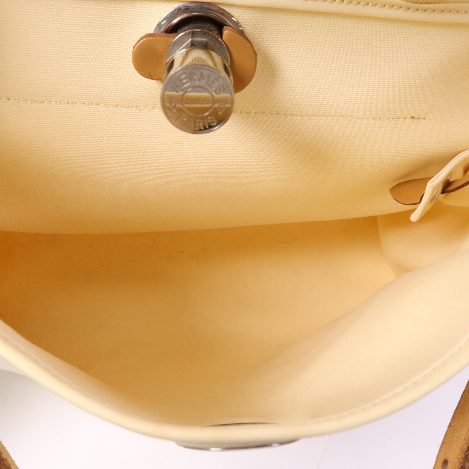 HERMES 帆布Herbag PM手挽肩背兩用袋Gold/Vanille