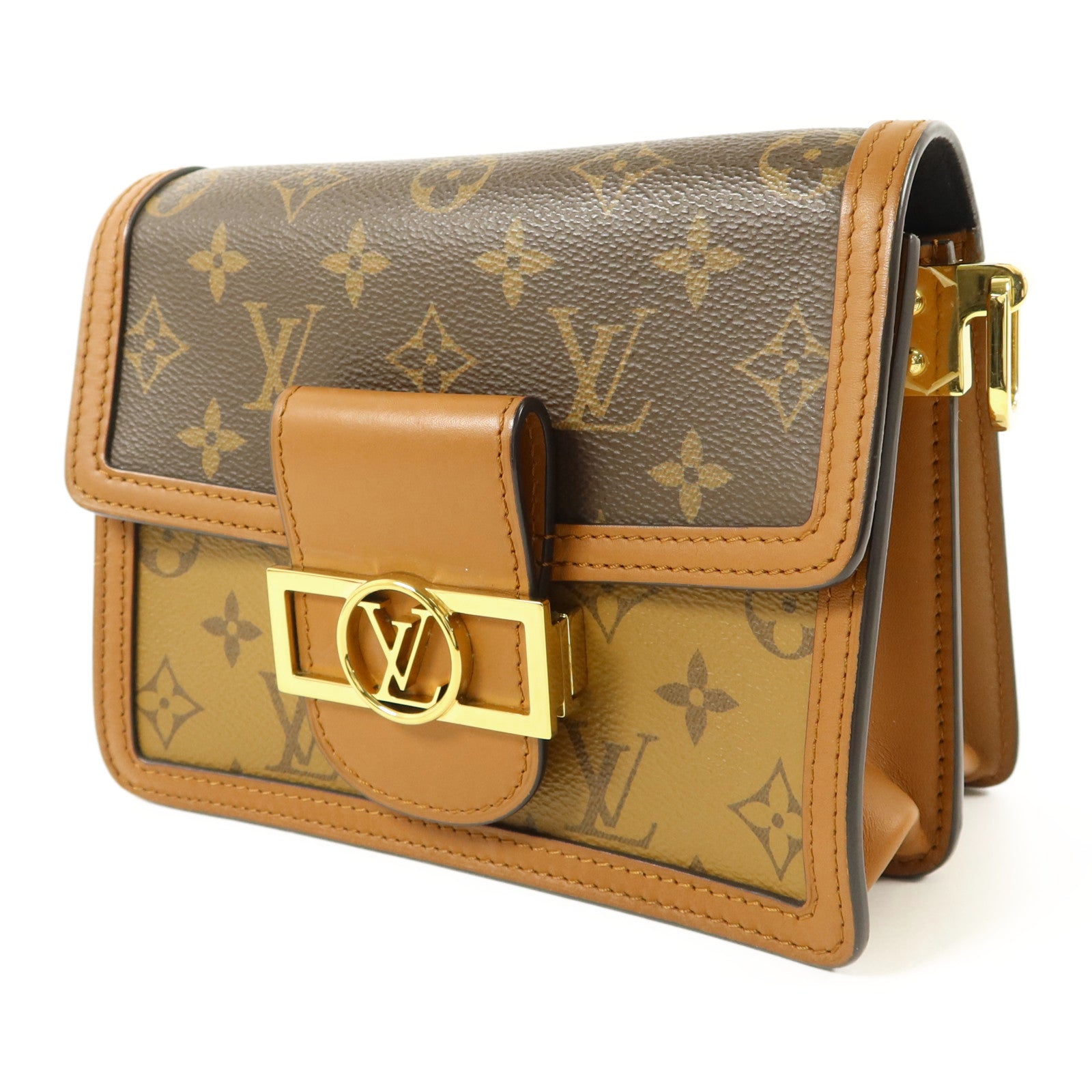 LOUIS VUITTON Monogram Reverse Mini Dauphine金扣肩背袋