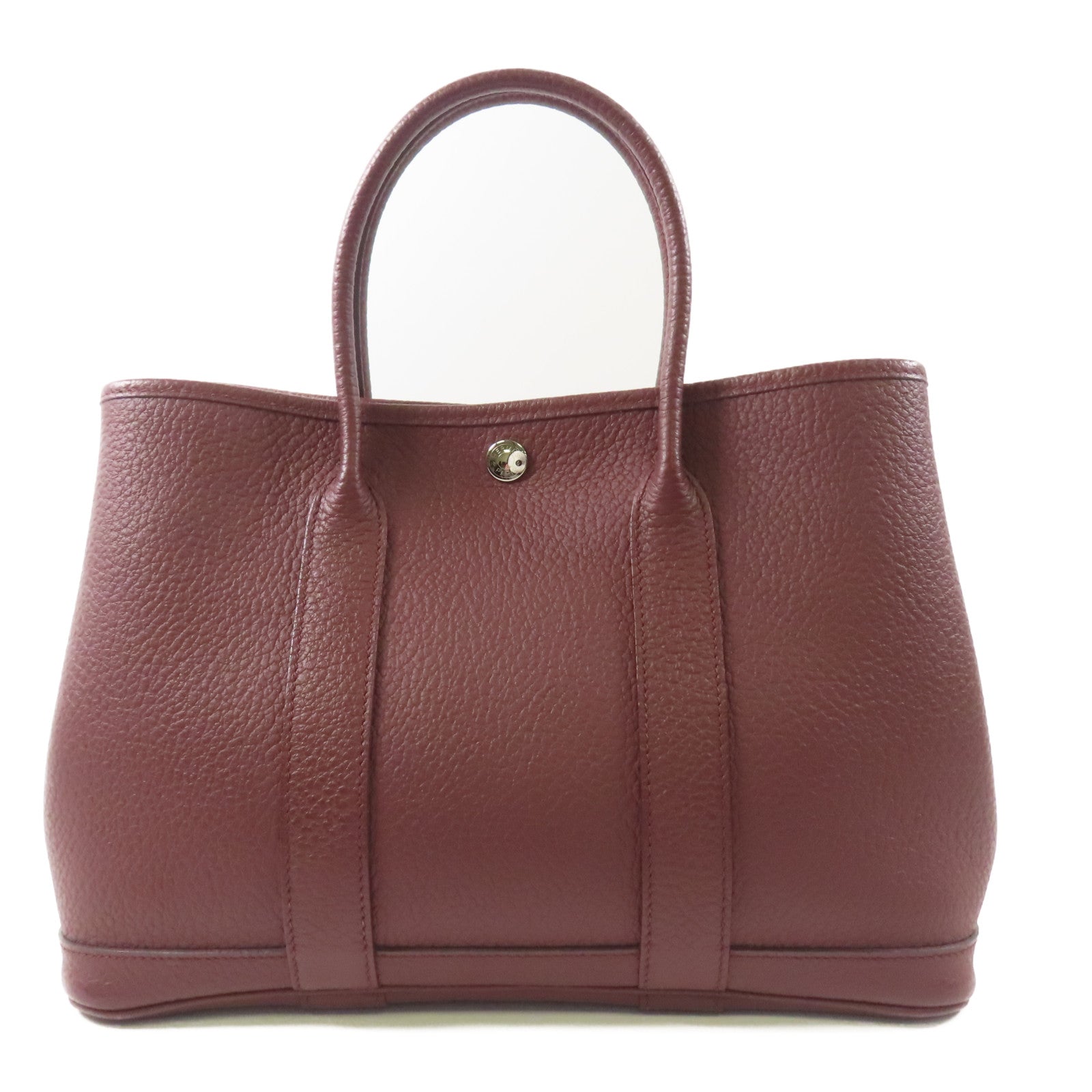 HERMES Negonda皮革Garden Party TPM銀扣手挽袋Rouge H