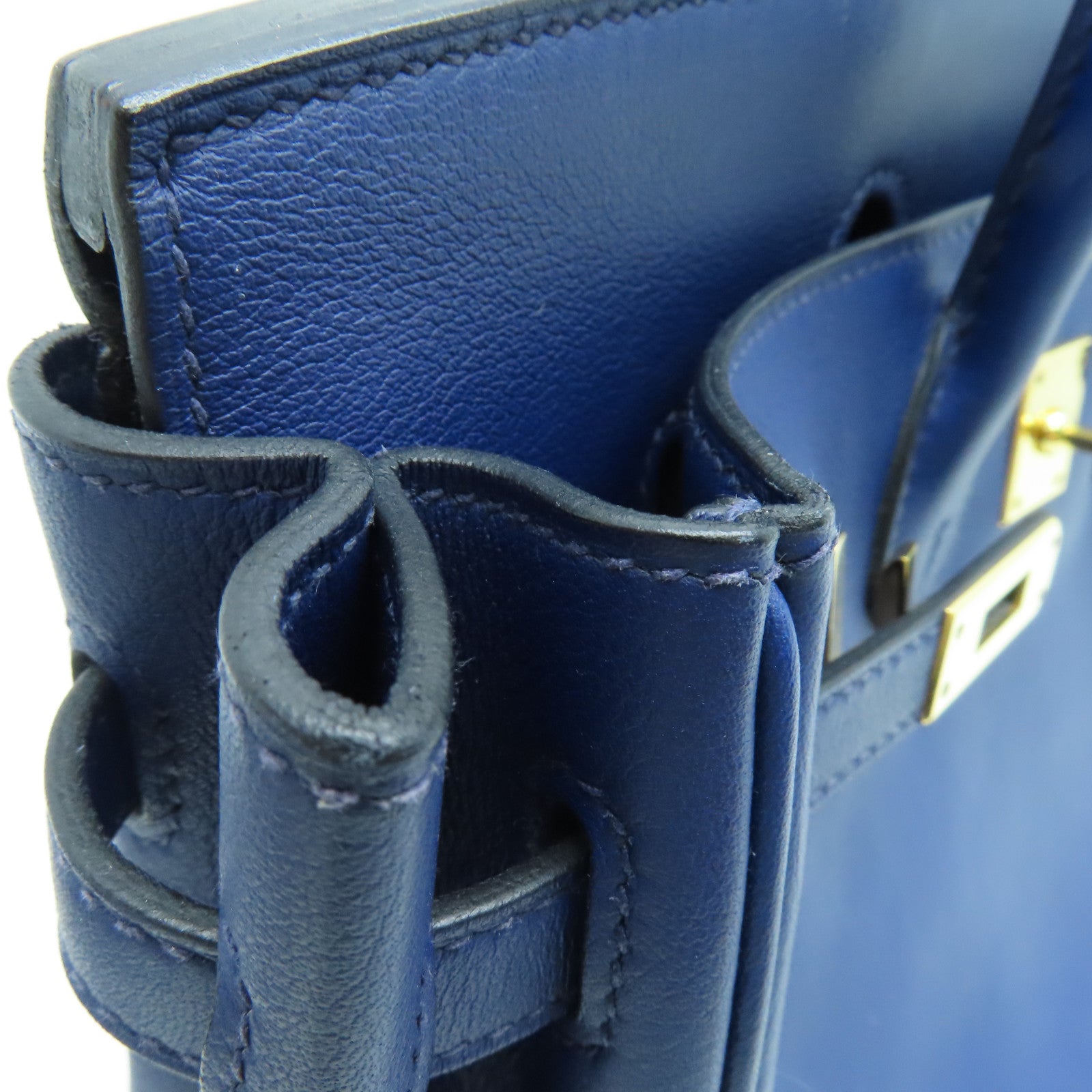 HERMES Swift皮革Birkin 25金扣手挽袋藍色