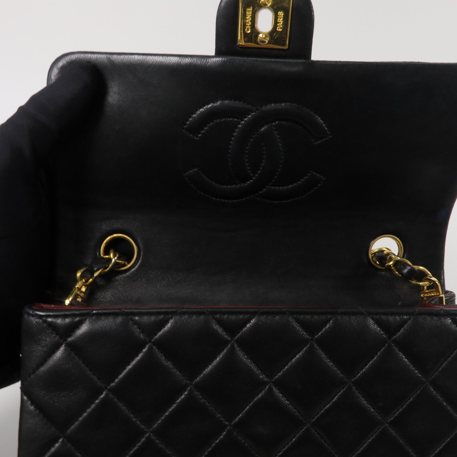CHANEL 羊皮皮革Vintage Flap Bag鏈帶肩背袋