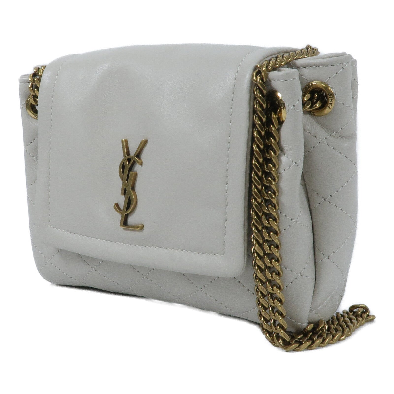 SAINT LAURENT 羊皮皮革Mini Nolita鏈帶肩背袋