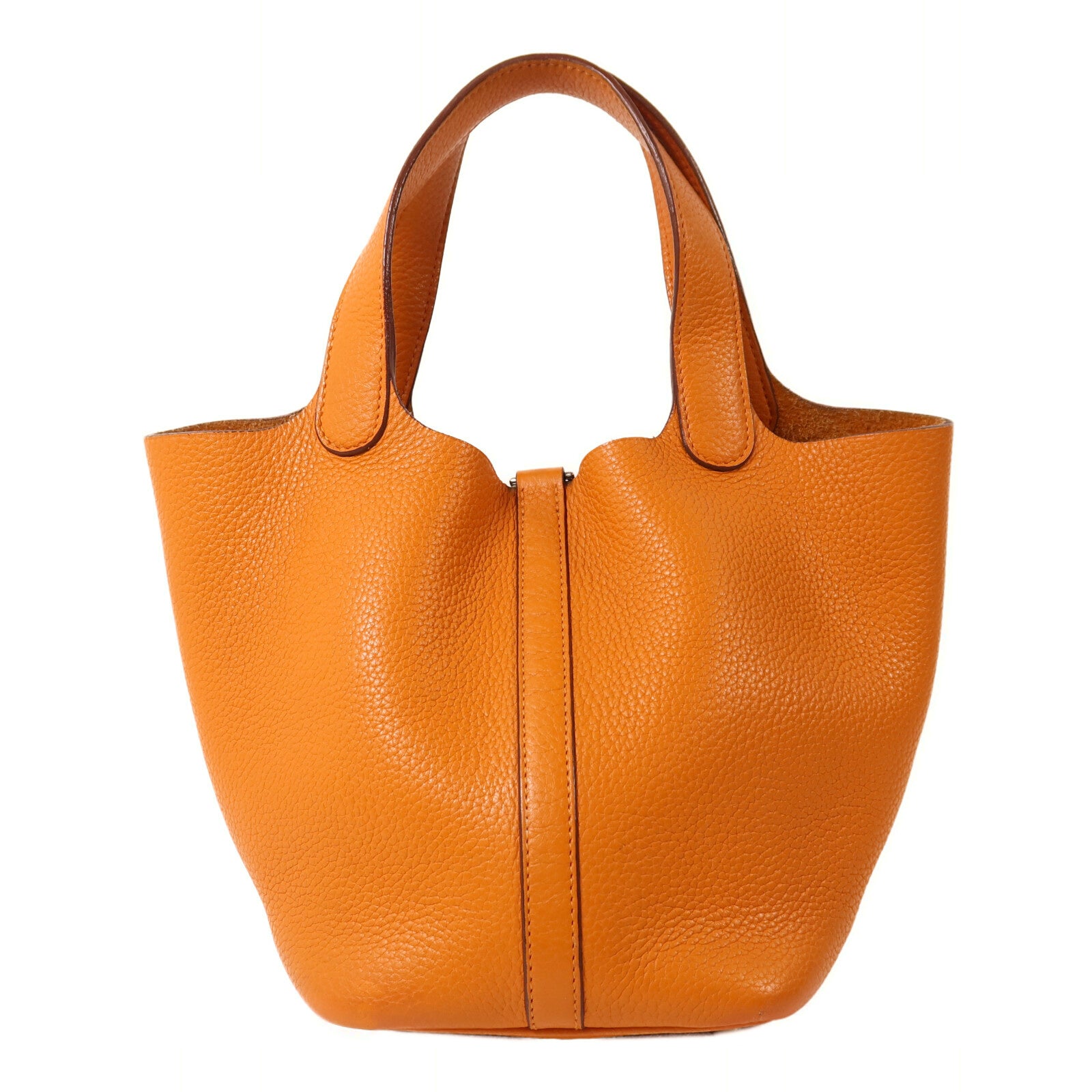 HERMES Clemence皮革Picotin PM手挽袋Orange