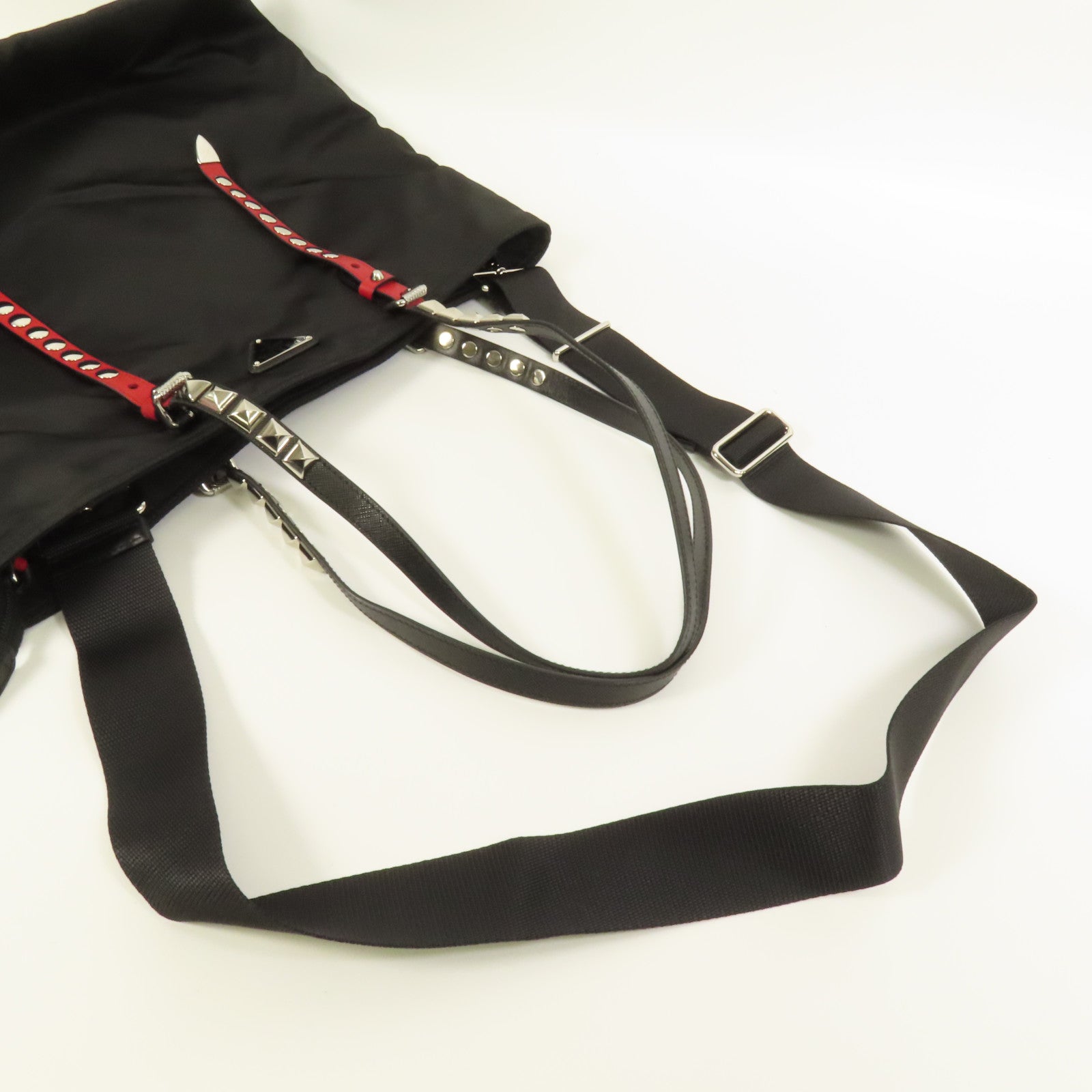 PRADA 尼龍Tote銀扣手挽肩背兩用袋