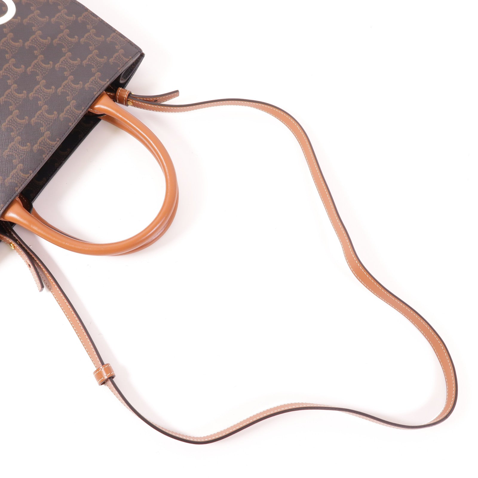 CELINE 塗層帆布Triomphe Cabas Tote Bag金扣手挽肩背兩用袋