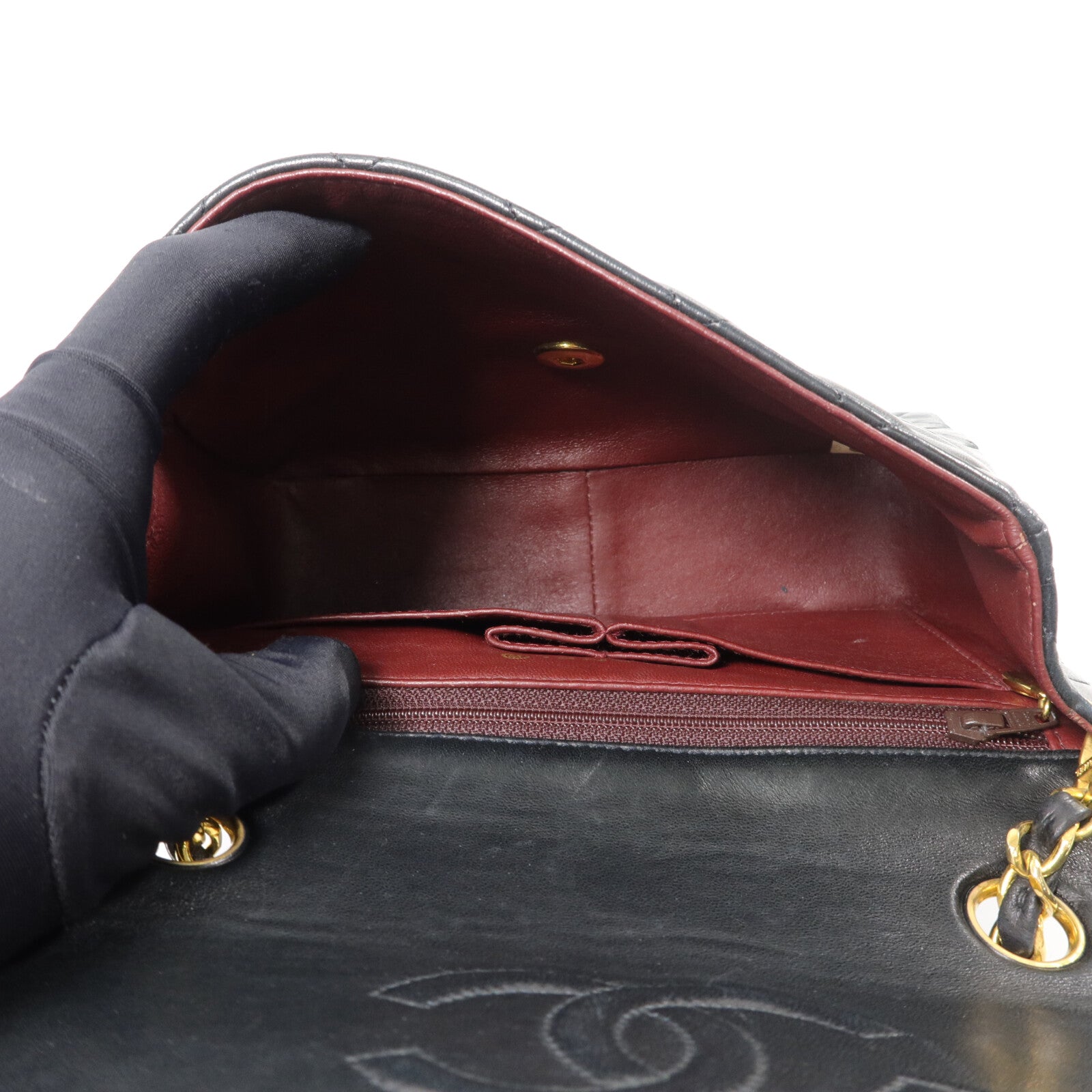 CHANEL 羊皮皮革Vintage Flap Bag鏈帶肩背袋