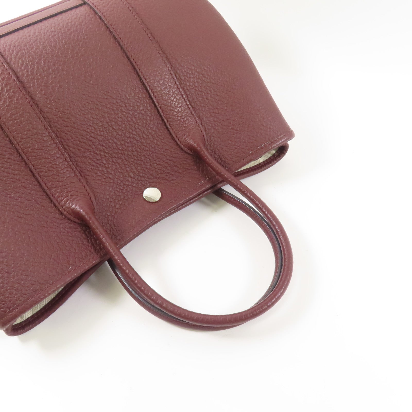HERMES Negonda皮革Garden Party TPM銀扣手挽袋Rouge H