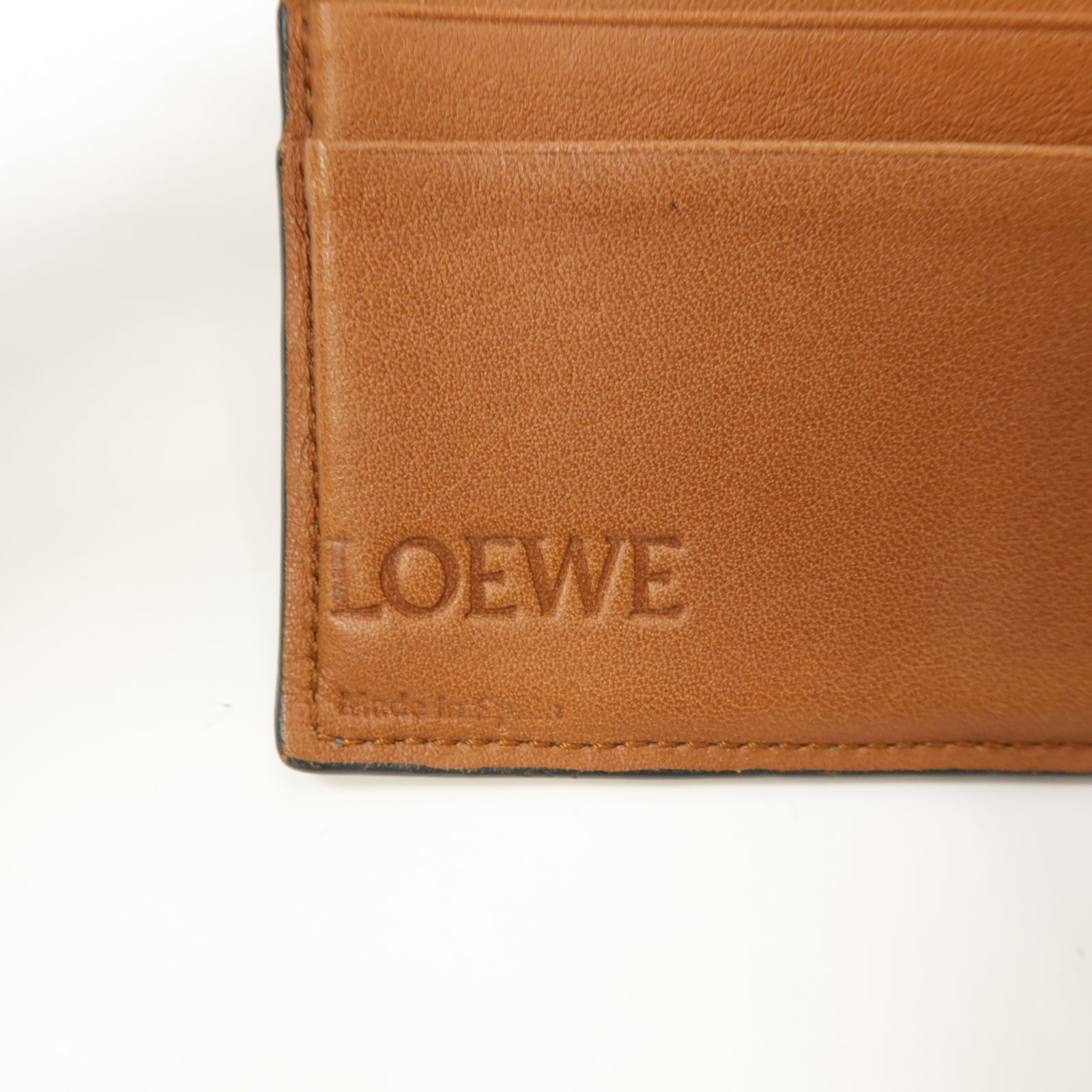LOEWE 牛皮皮革Medium Vertical Wallet銀扣钱包藍色/啡色
