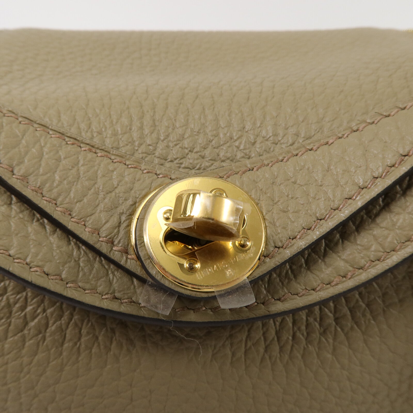 HERMES Clemence皮革Mini Lindy手挽肩背兩用袋Beige Marfa