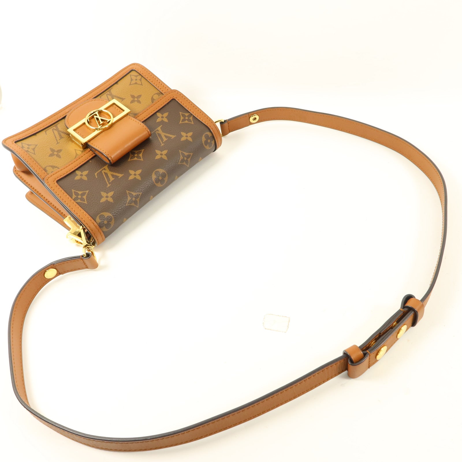 LOUIS VUITTON Monogram Reverse Mini Dauphine金扣肩背袋